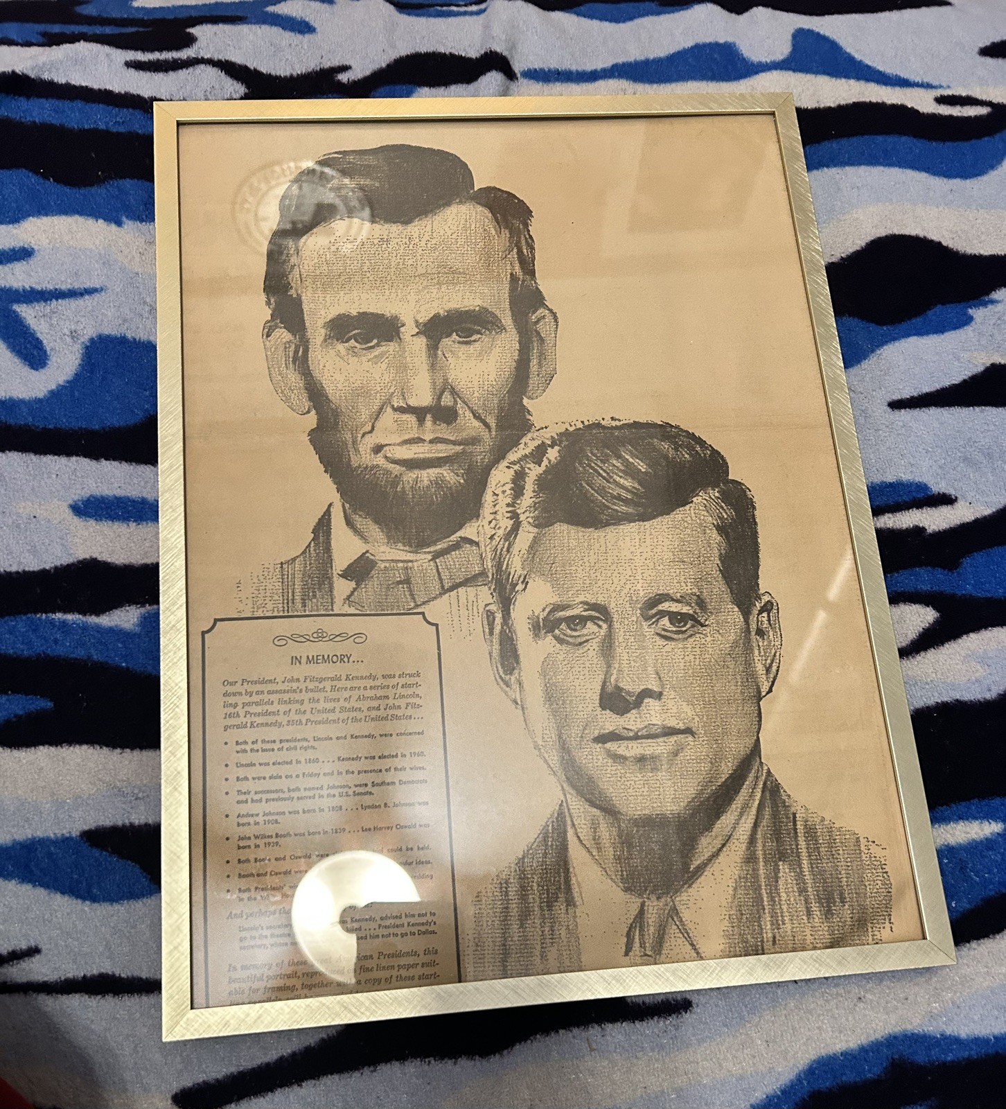 Framed Vintage Lincoln & Kennedy Newspaper Ad Oakland Tribune NOV. 19, 1965