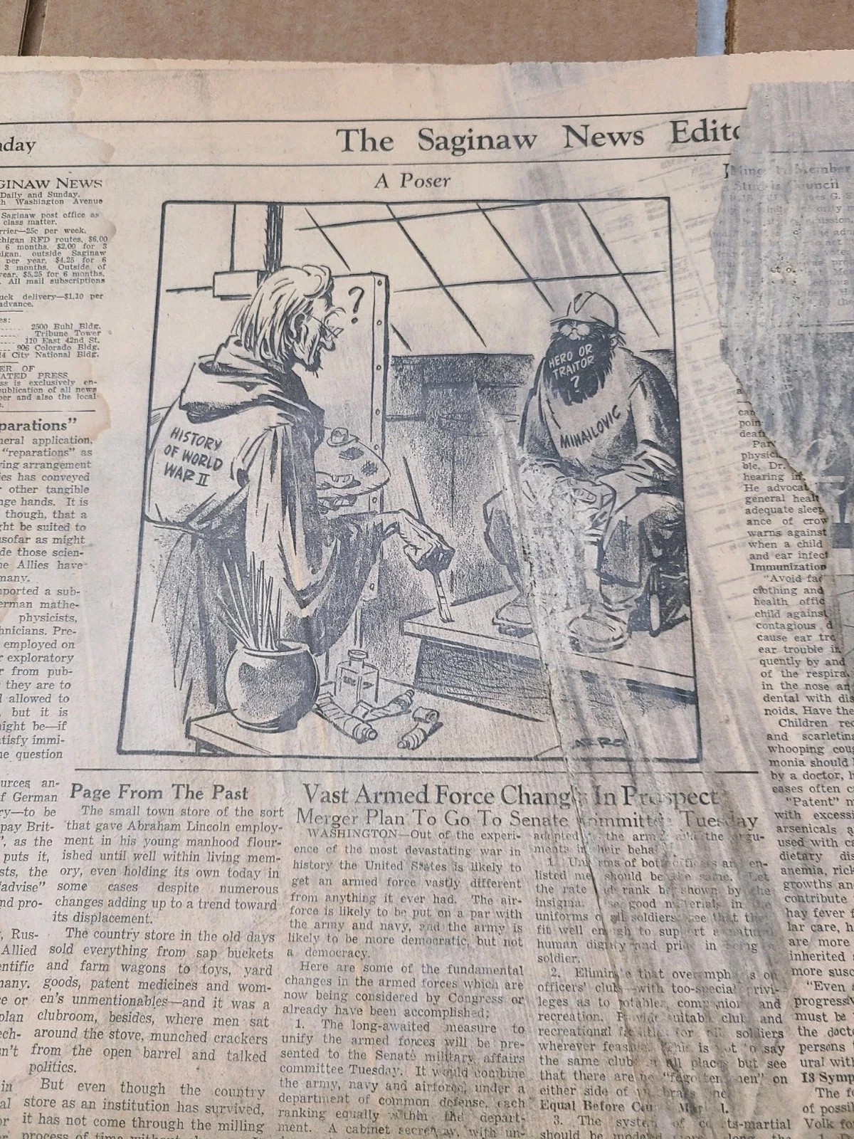 President Truman Post World War II 1946 Saginaw Newspaper