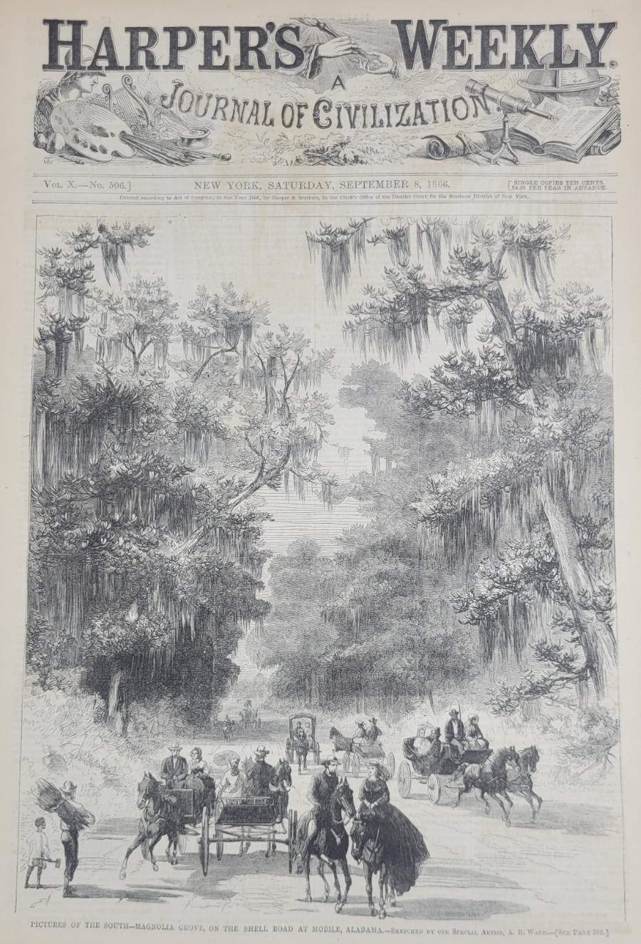 Harper’s Weekly 9/8/1866 pictures of the South – Mobile Alabama, Baton Rouge LA