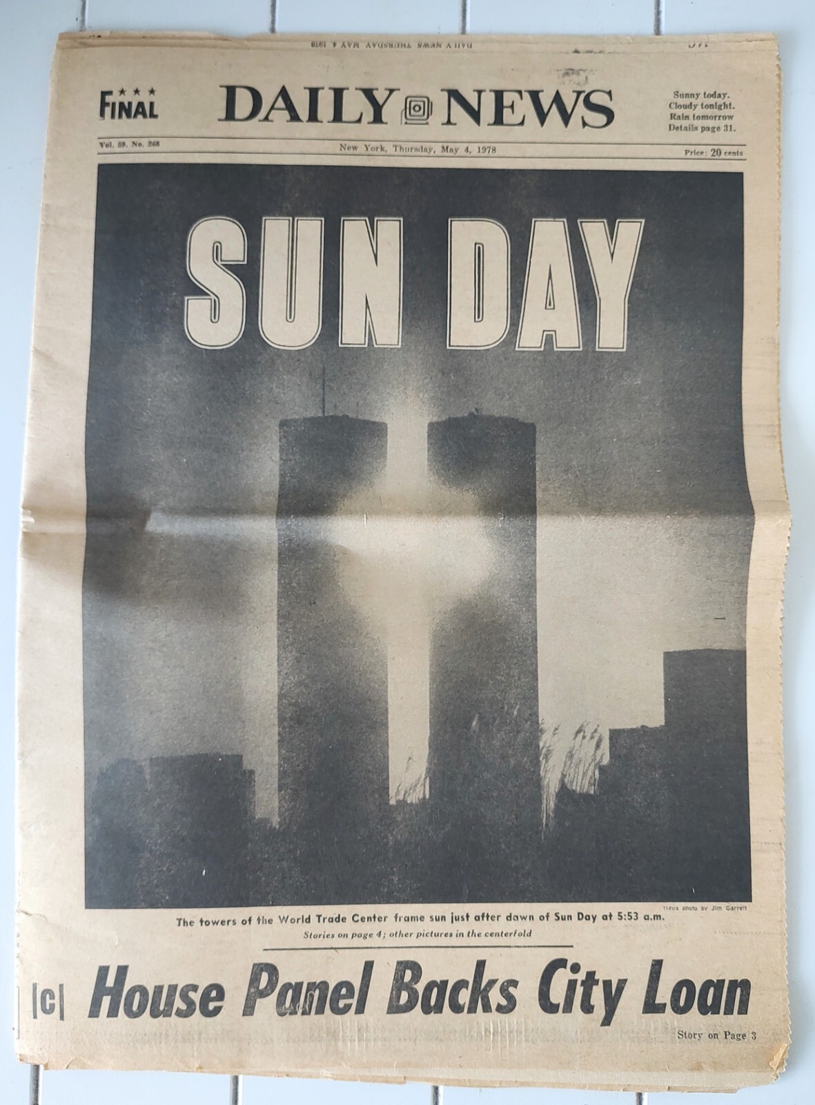 New York Daily News May 4 1978 WTC World Trade Center Front Page Sun Day NYC