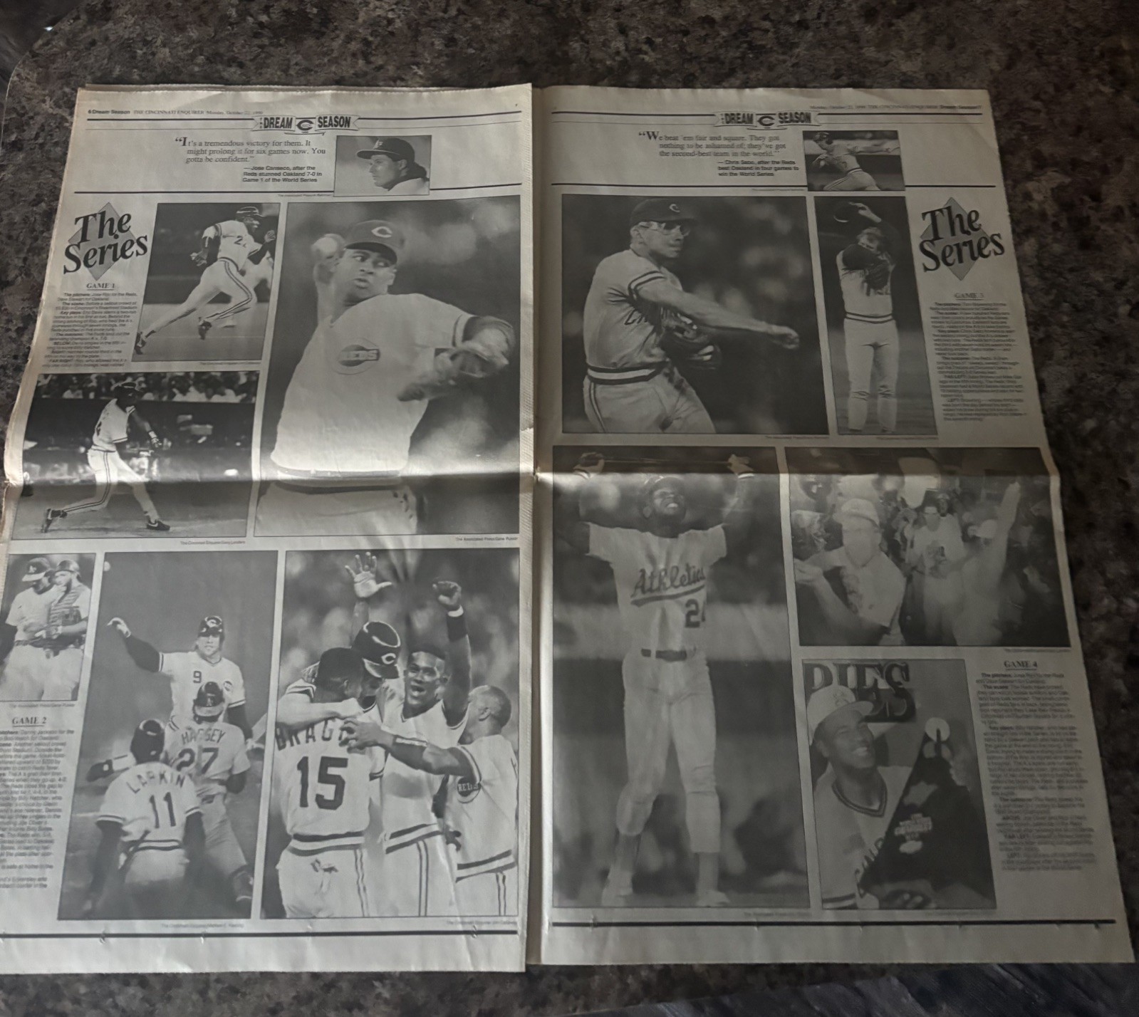 1990 Cincinnati Reds World Series Championship Newspapers Enquirer Sweep Champs