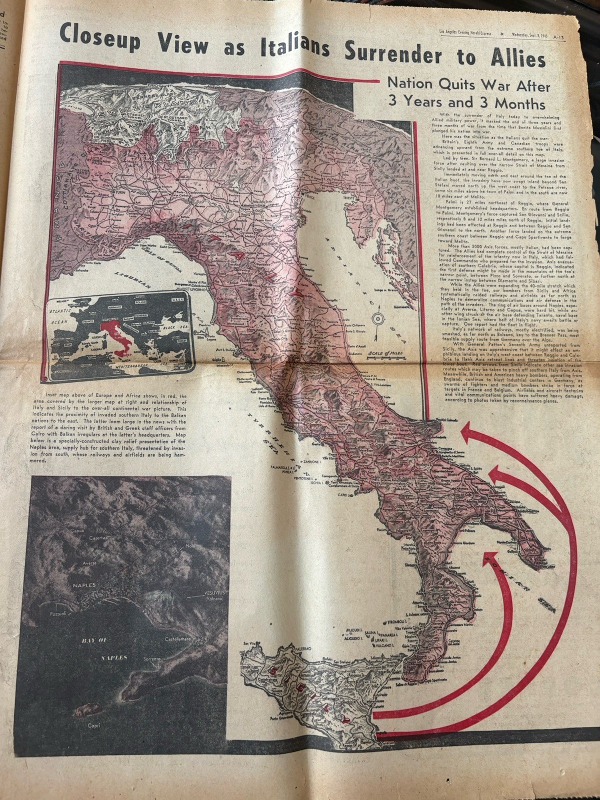 Vintage 1943 WAR EXTRA Newspaper