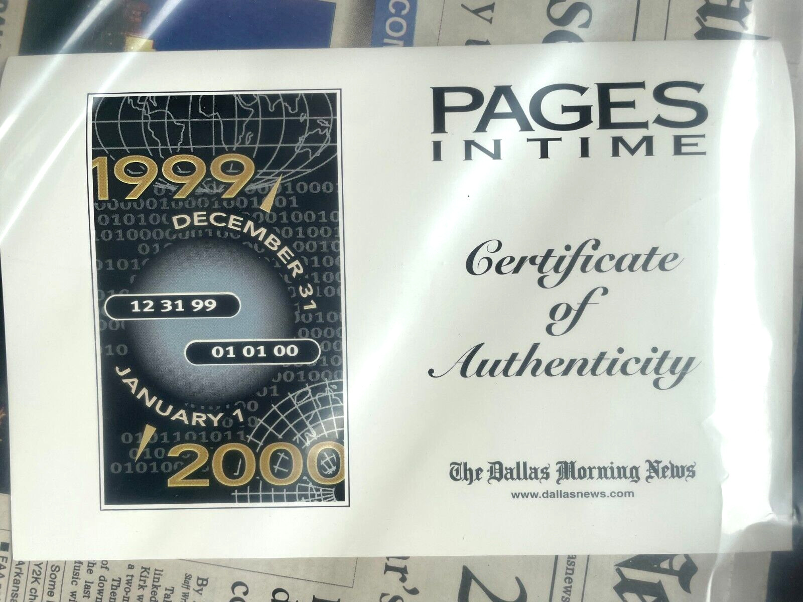 The Dallas Morning News PAGES IN TIME- Y2K Millennium Commemorative Edition