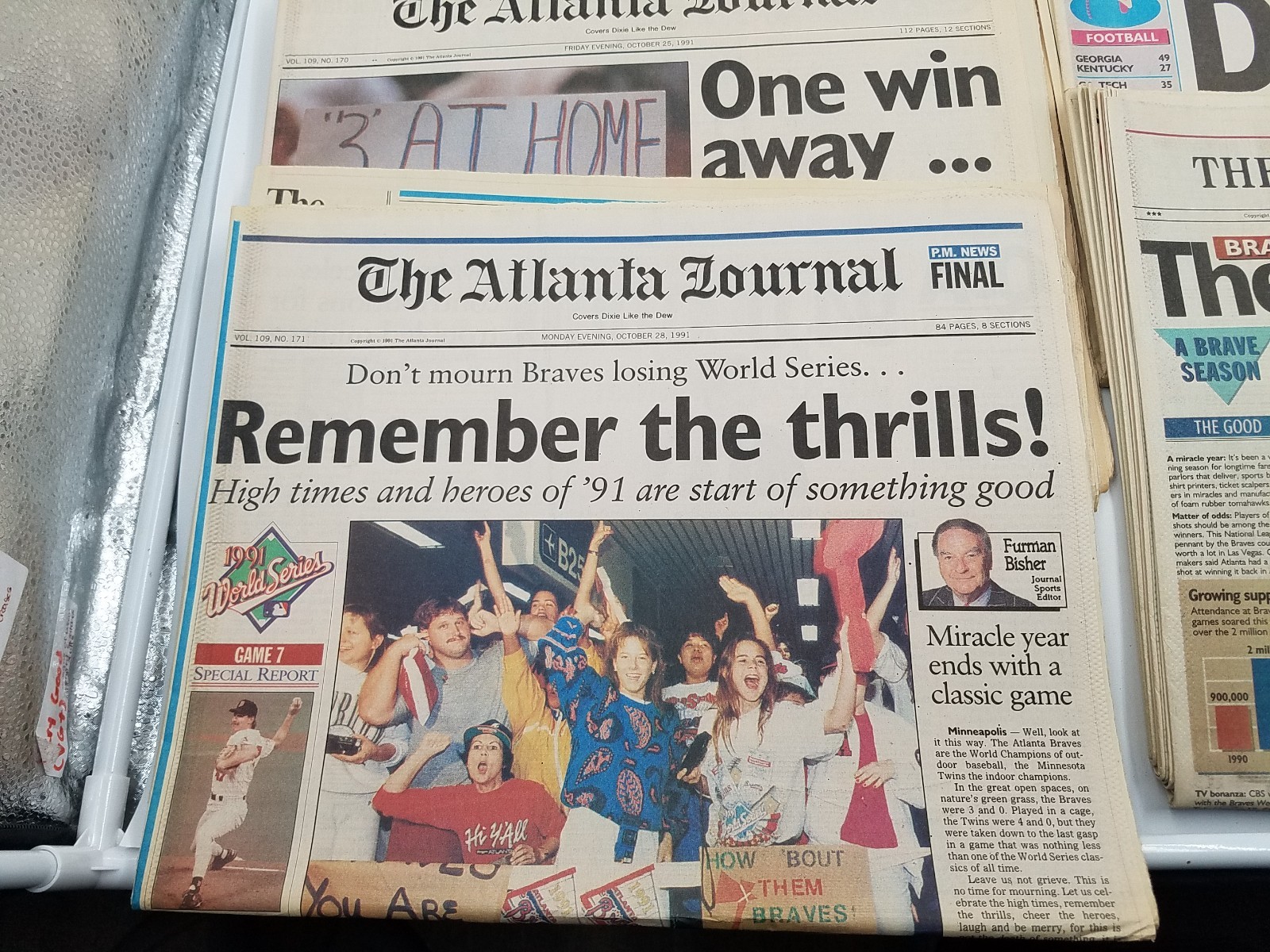 Lot of 8 – Atlanta Braves 90’s Playoff AJC Newspapers, World Series