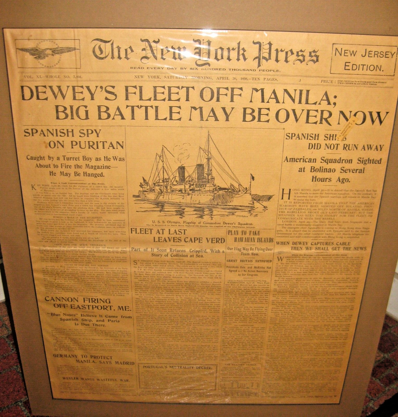 The New York Press 1898 Newspaper Coined “Yellow Journalism” for Hearst/Pulitzer