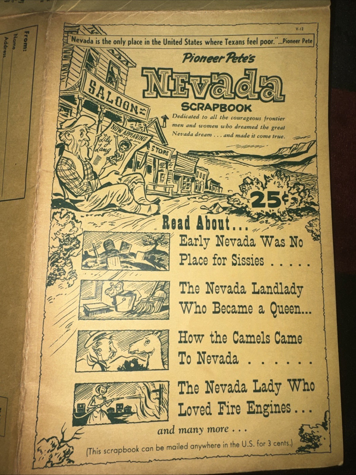 Vintage Pioneer Pete’s Nevada Scrap Book Packet Printed USA 1960