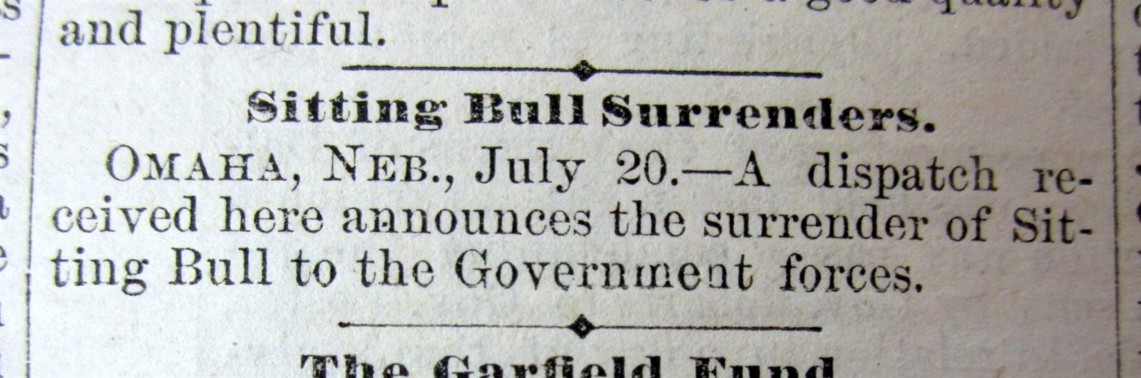 2 1881 newspapers SITTING BULL SURRENDERS was Sioux Indian Chief CUSTER MASSACRE
