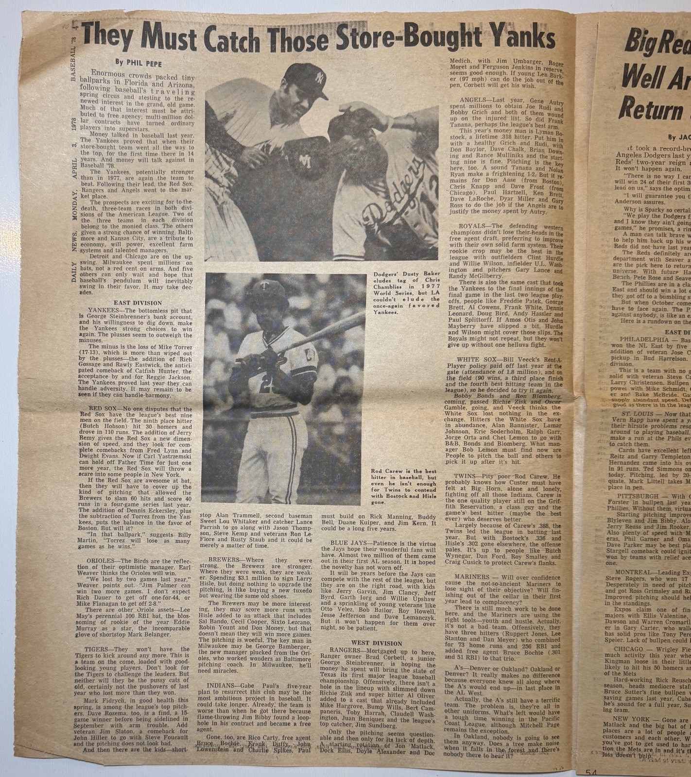 Vintage 4/3/1978 – NY Yankees Reggie Jackson – New York Daily News Cover