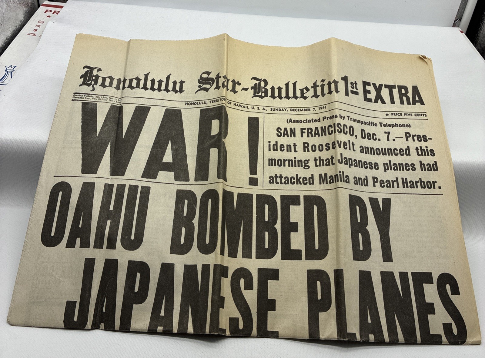 HONOLULU STAR BULLETIN 1ST EXTRA – SUNDAY 7 DECEMBER 1941