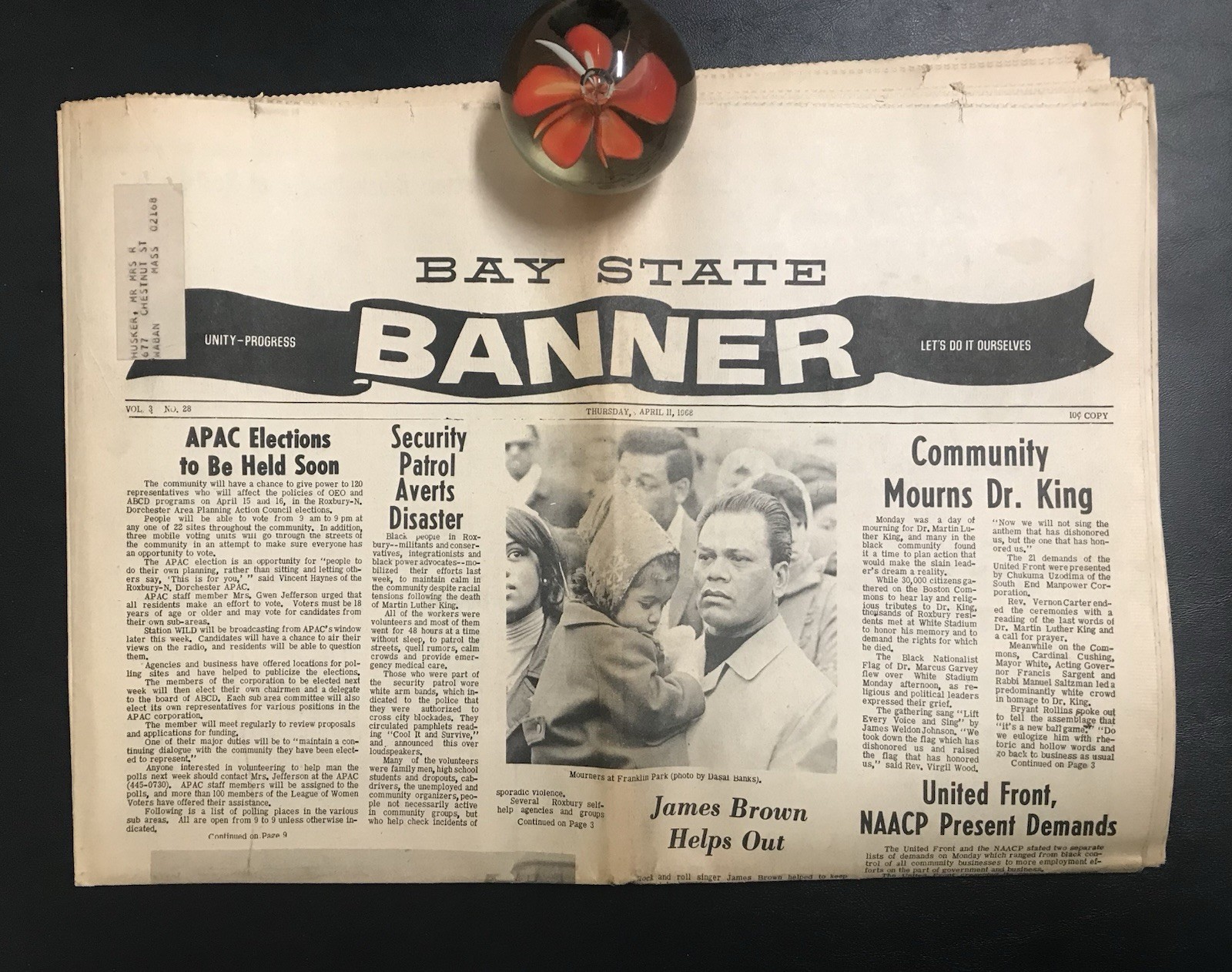 Bay State Banner Dr. King’s Assassination James Brown Helps Out April 11, 1968