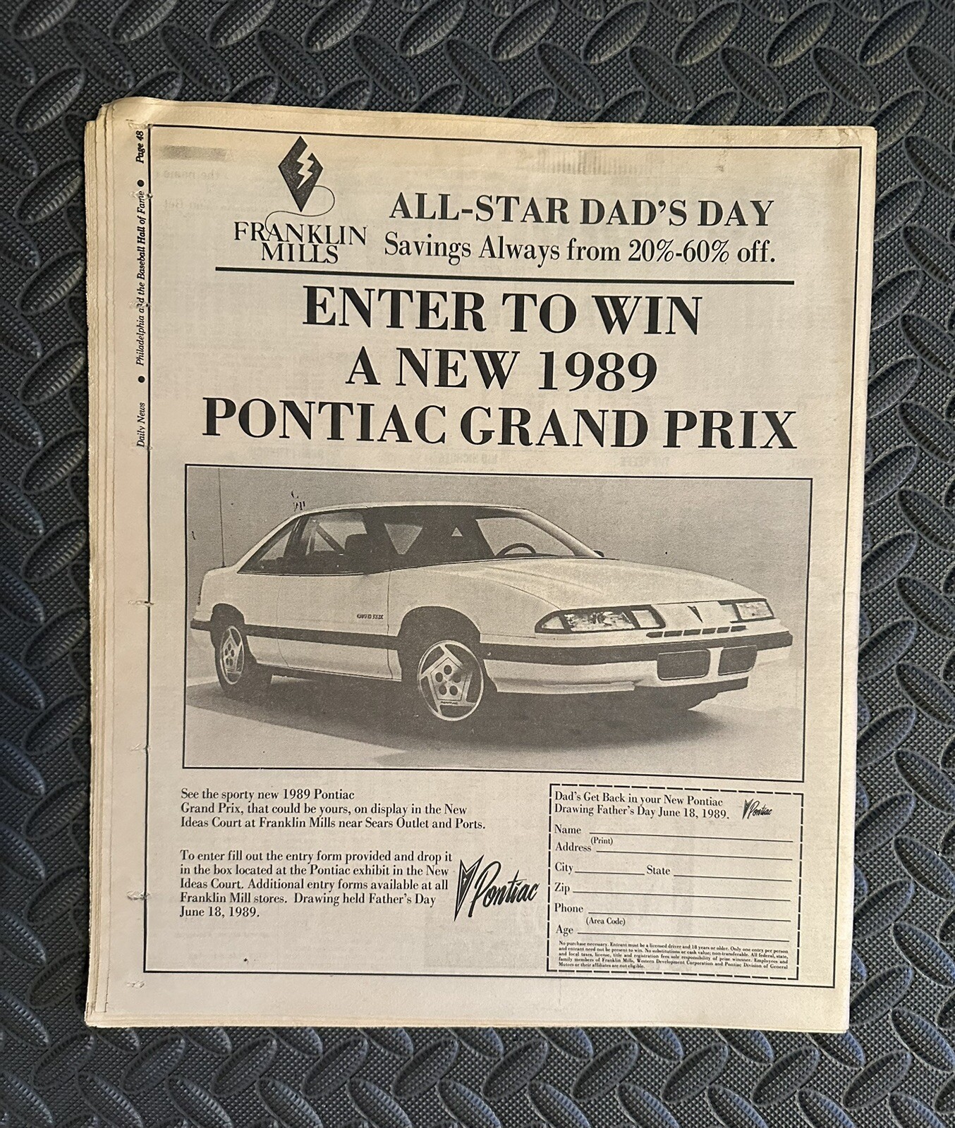 1989 Vintage Daily News PHILADELPHIA BASEBALL & THE HALL OF FAME Supplement