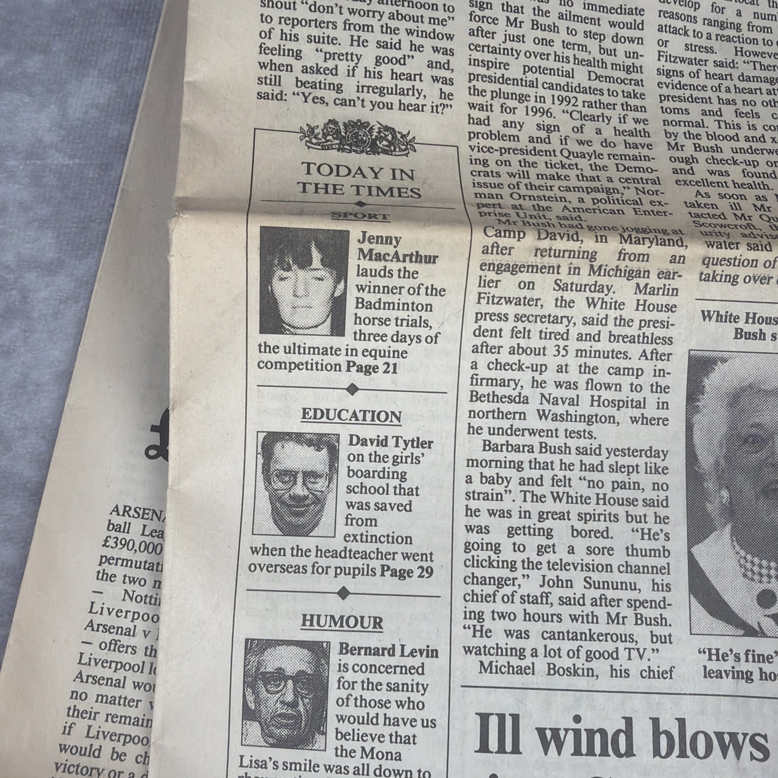 The Times London Newspaper May 6 1991 George H.W. Bush Hospital UK Complete
