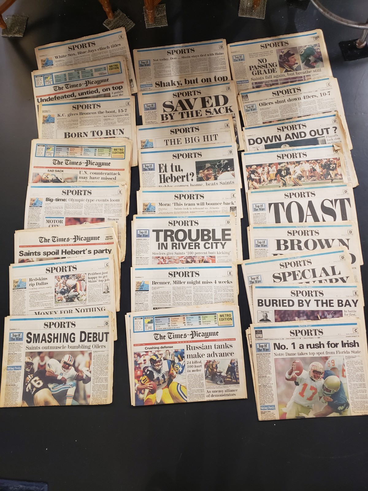 1993 Season New Orleans Saints Newspapers Lot Times Picayune NFL