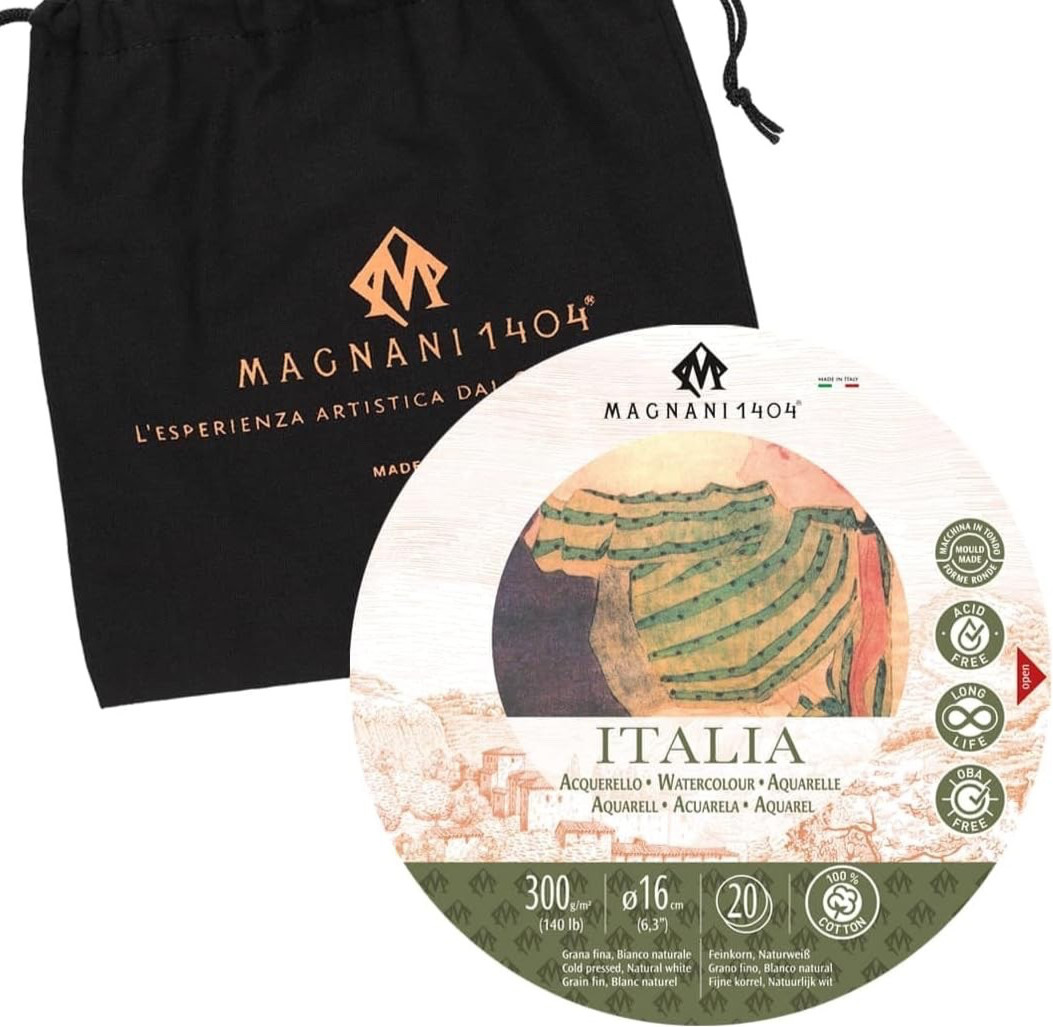 Magnani 1404 Italia Cold Press 100% Cotton Watercolor Paper Block, 20 Sheets,…