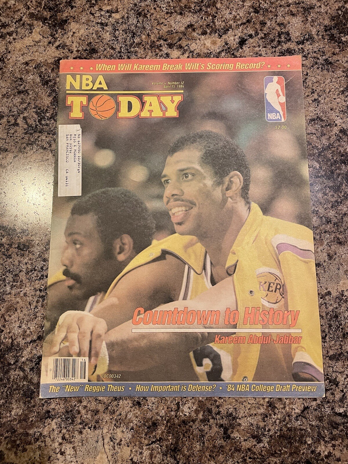 1984 NBA Today Basketball Newspaper. Los Angeles Lakers