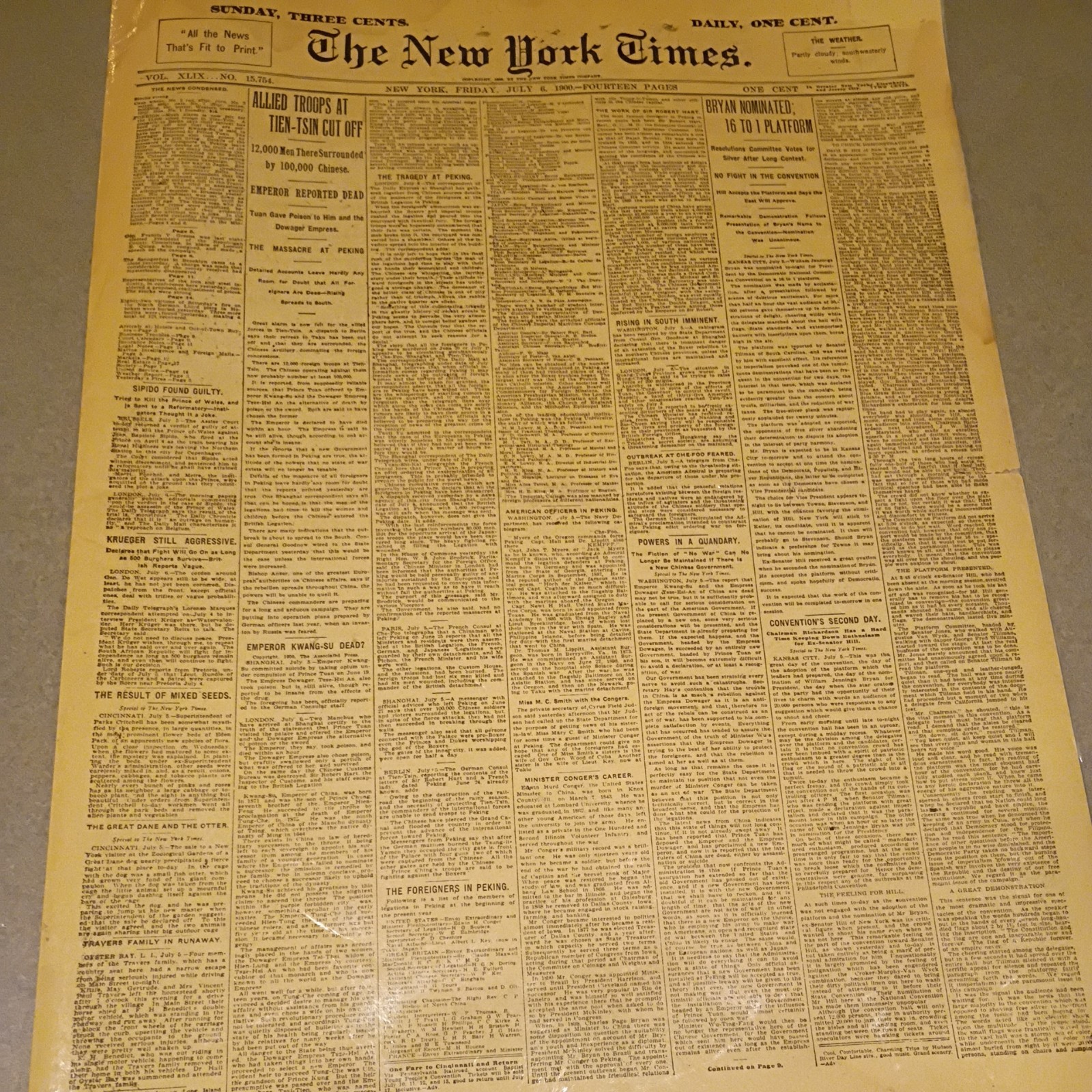 New York Times Newspape July 6, 1900; June 24, 1904; June 7, 1884; July 12, 1884