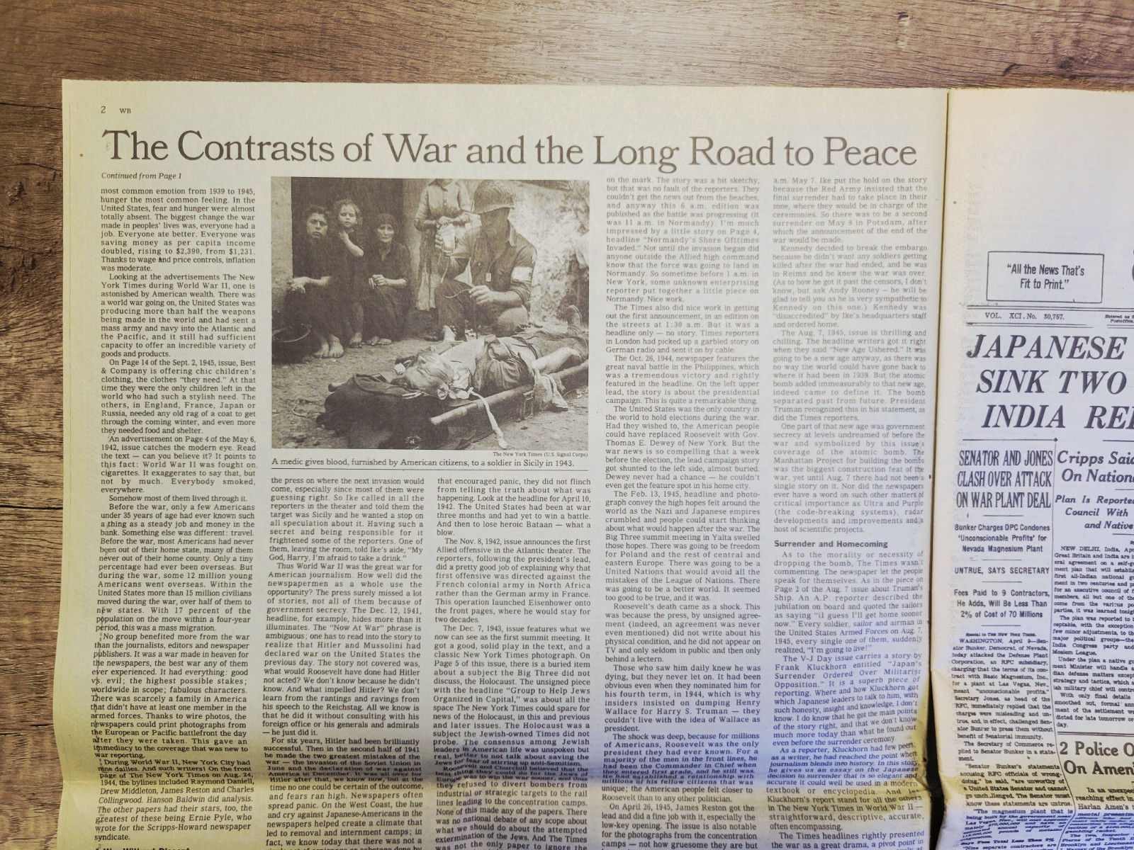 Lot of 2 – 1941 & 1943: New York Times Special “World War II” Parts 1 & 2 w/ COA