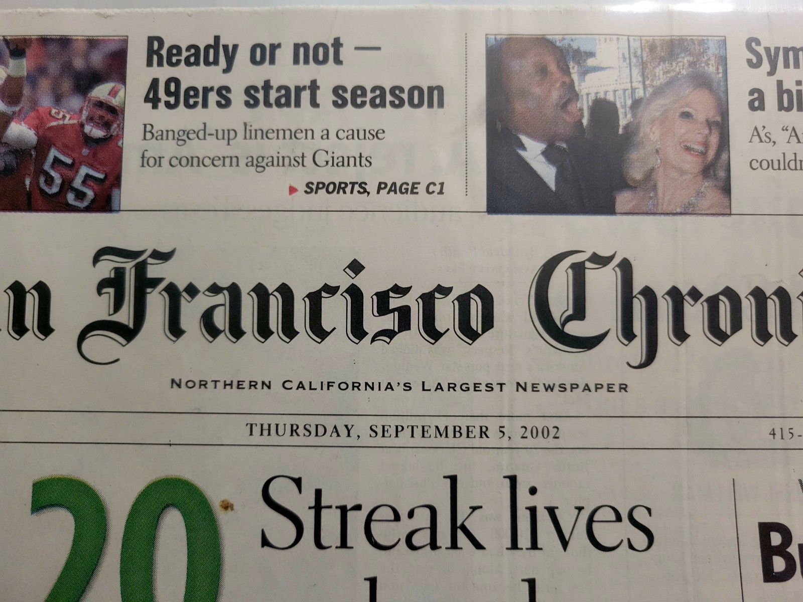 2002 Jul 5: SF Chronicle – Oakland A’s 20 Game Winning Streak / MLB Athletics