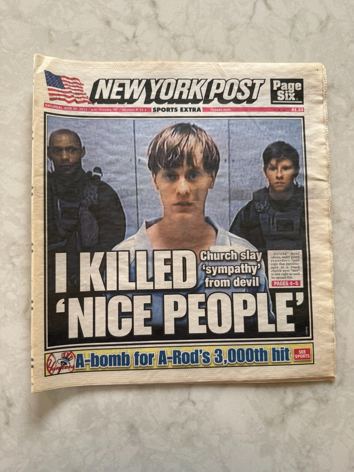New York Post, Sports Extra (non-sports pages NA) June 20, 2015, A-Rod 3000 hits