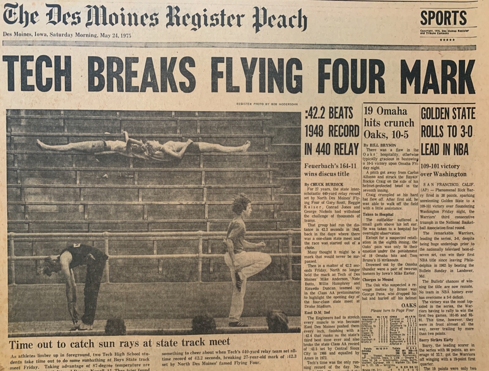 Golden State Warriors vs Washington Bullets-5/24/1975 Des Moines Register Sports