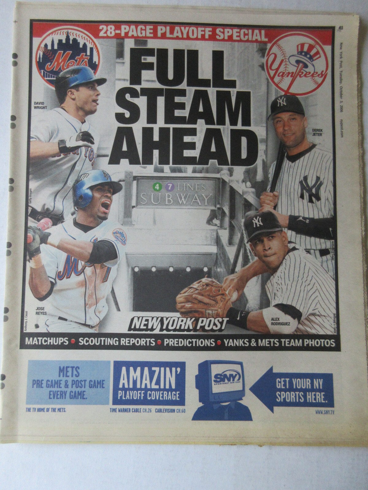 2006 NEW YORK DAILY NEWS MLB BASEBALL PLAYOFFS SPECIAL SECTION METS YANKEES