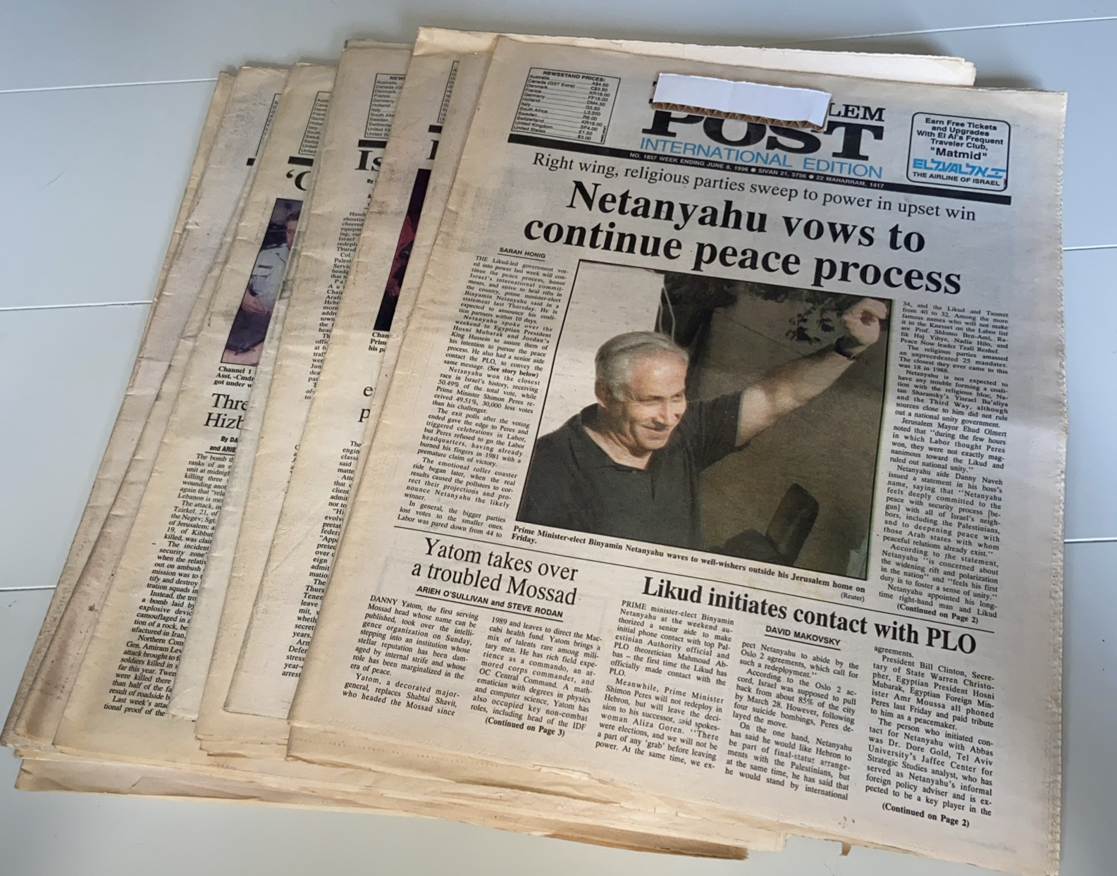 Lot Of 10 Vintage Jerusalem Post Newspaper International Edition 1996 ‘97 Israel