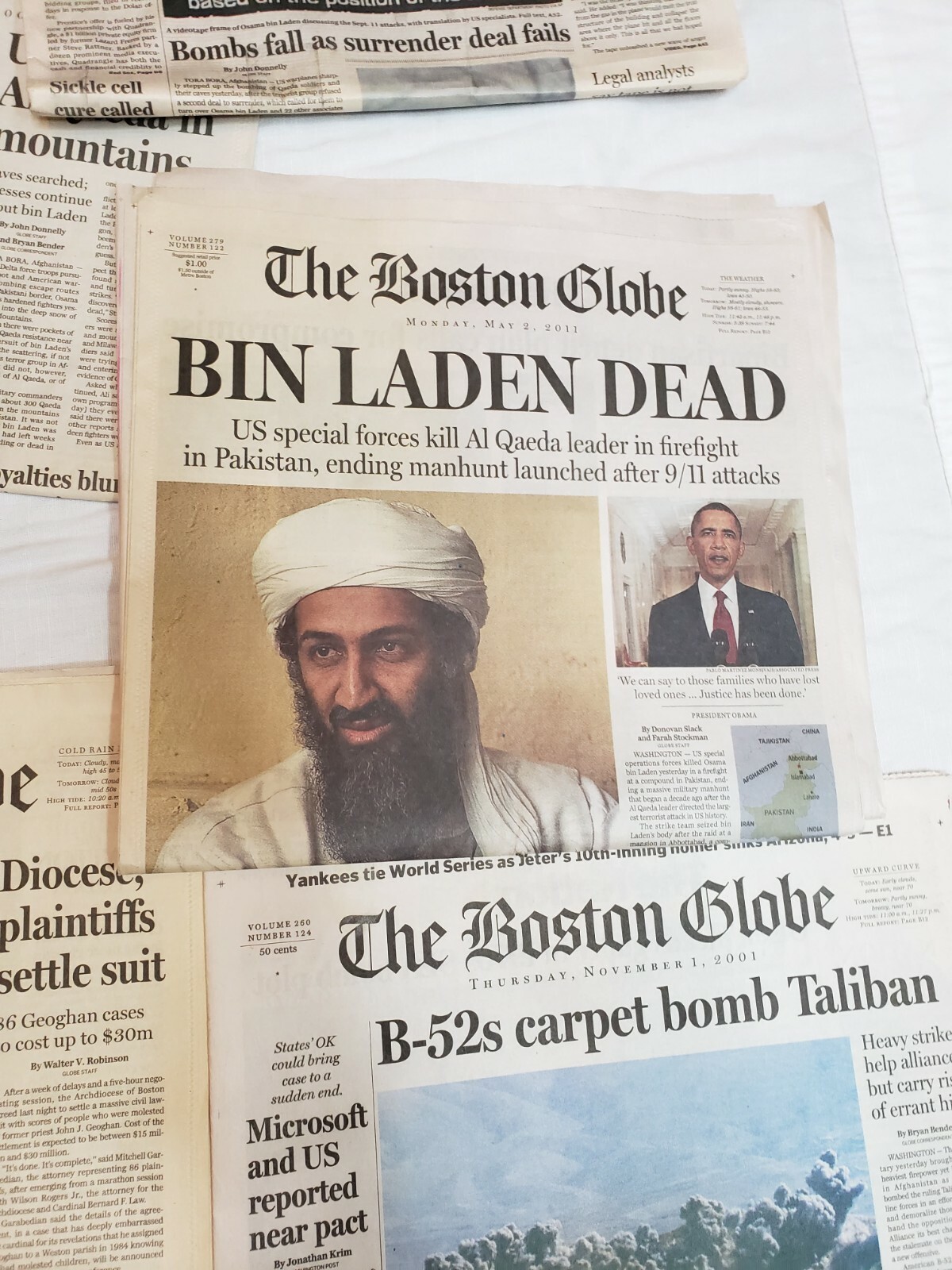 Large September 11, 2001 The Boston Globe Newspaper Lot – War on Terror Reports