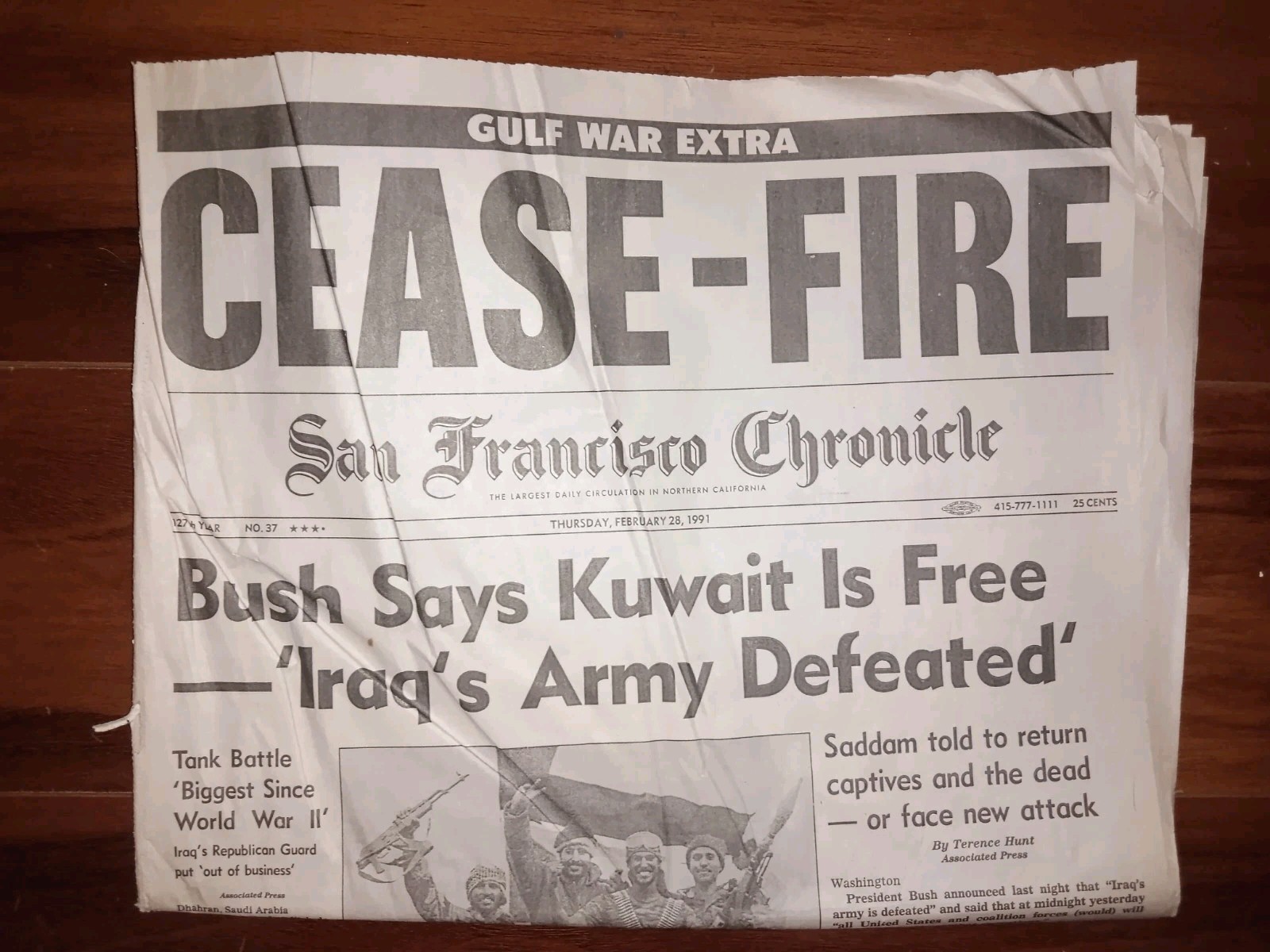 gulf war Extra, Iraq Cease-Fire, february 26 1991 san francisco chronicle
