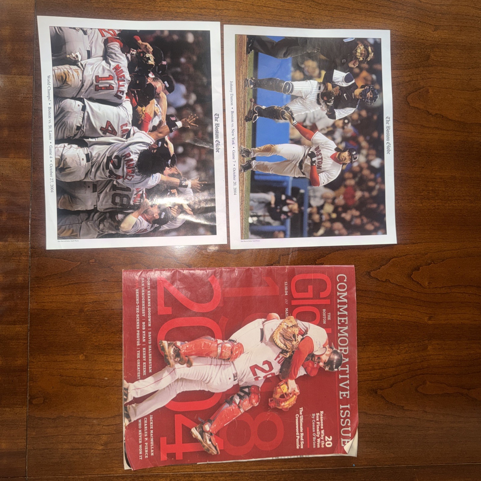 2004 Red Sox World Series Boston Globe Commemorative edition Team Damon Photos