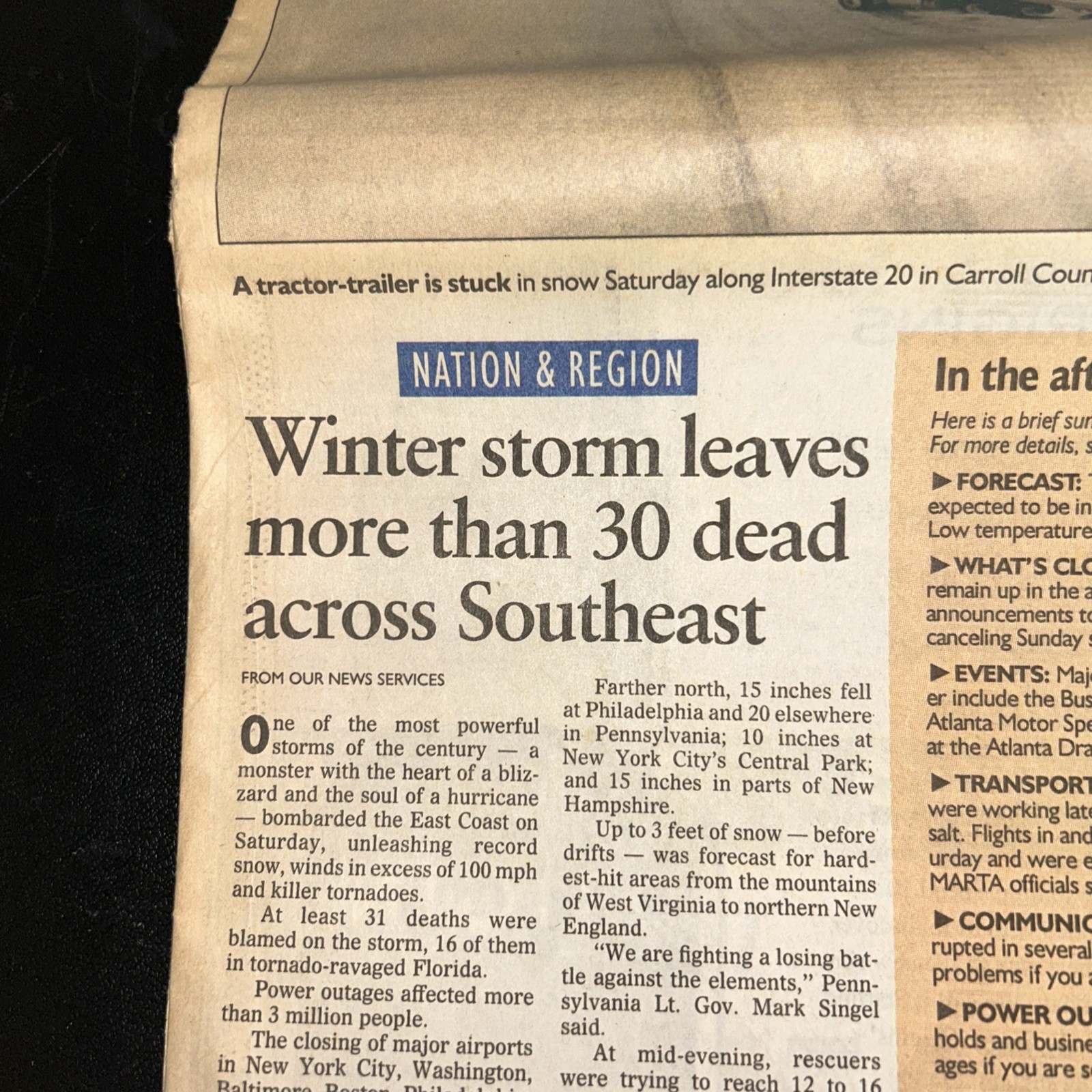 The Blizzard Of ‘93 | March 14, 1993 | The Atlanta Journal Sunday Newspaper