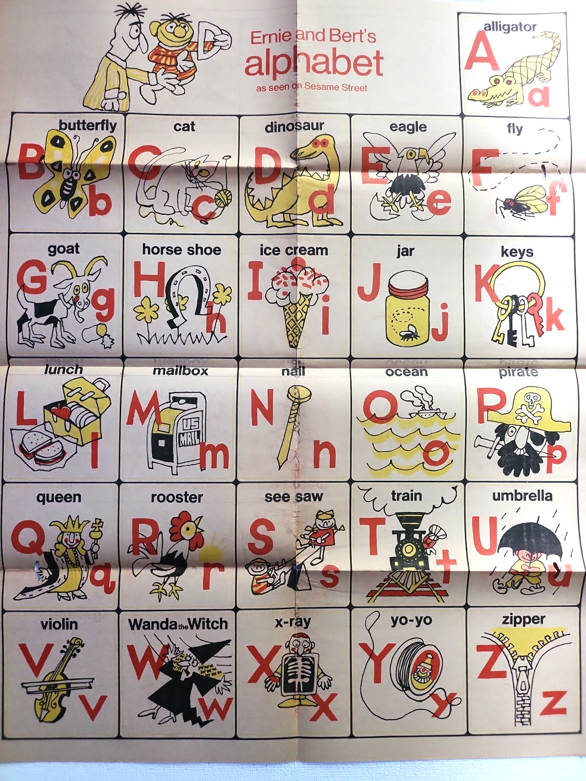 1969 Sesame Street Parent/Teacher Guide Ernie & Bert’s Alphabet Poster