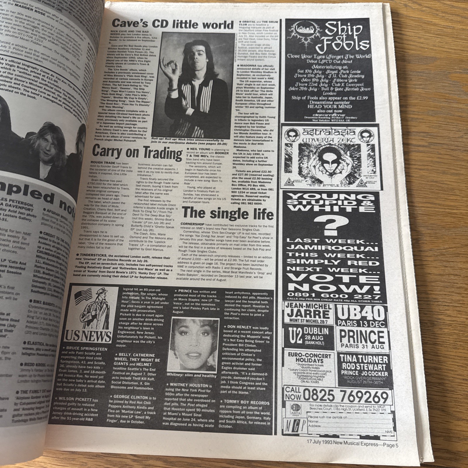 NME Newspaper – 17th July 1993 – Chris Robinson Front Cover