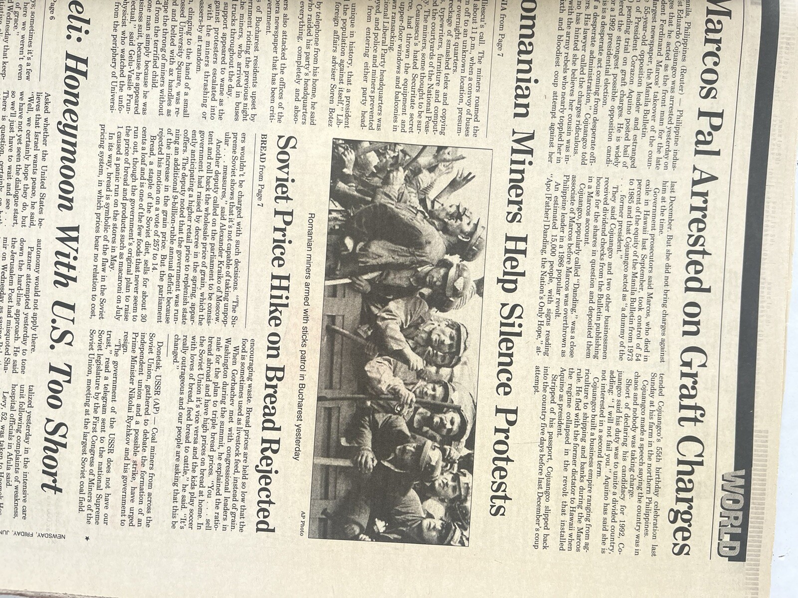 New York Newsday Newspaper NY June 15 1990 Detroit Pistons US Italy World Cup