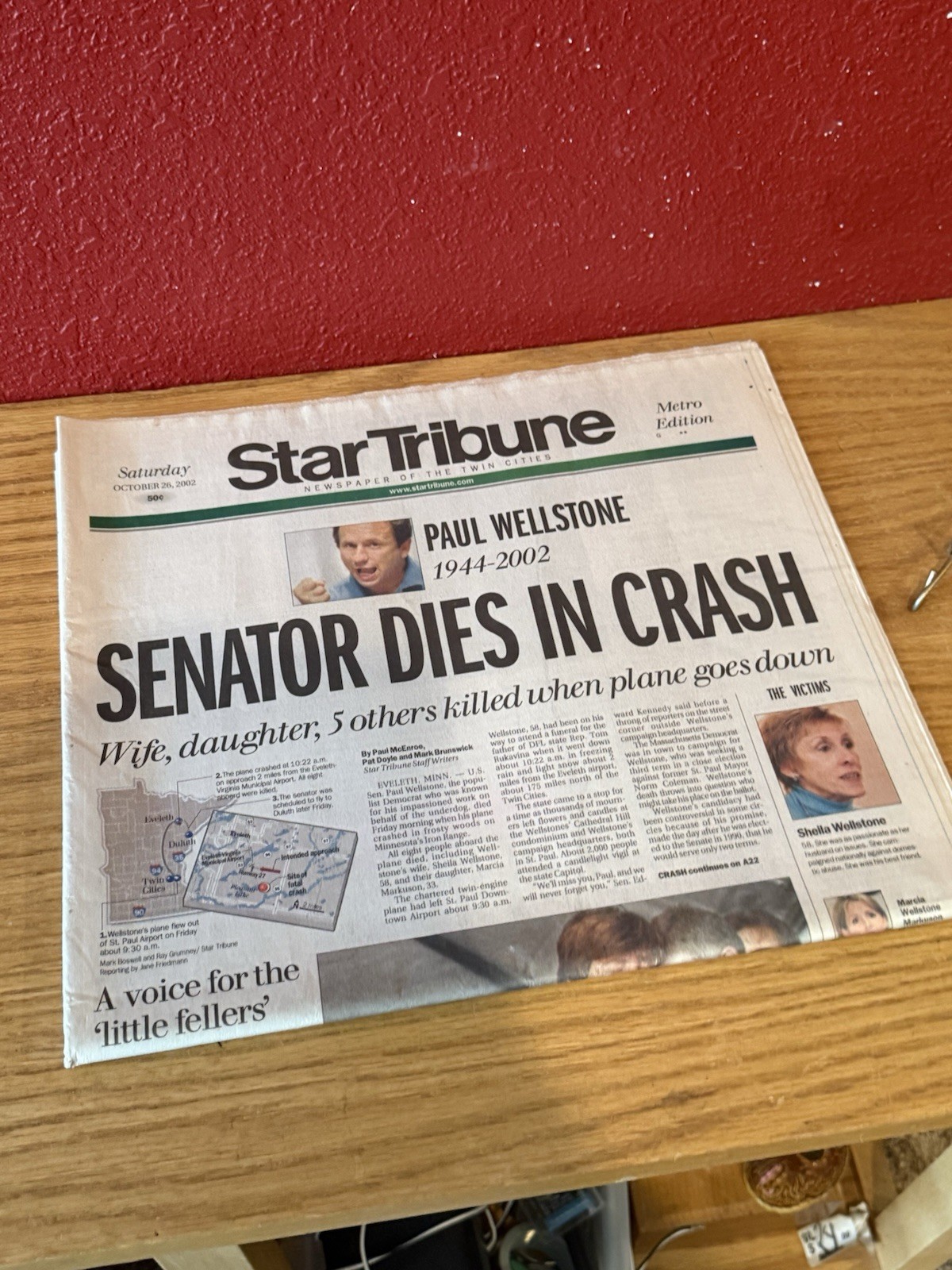 Star Tribune October 26, 2002: U.S. Sen. Paul Wellstone Dies In Plane Crash MN