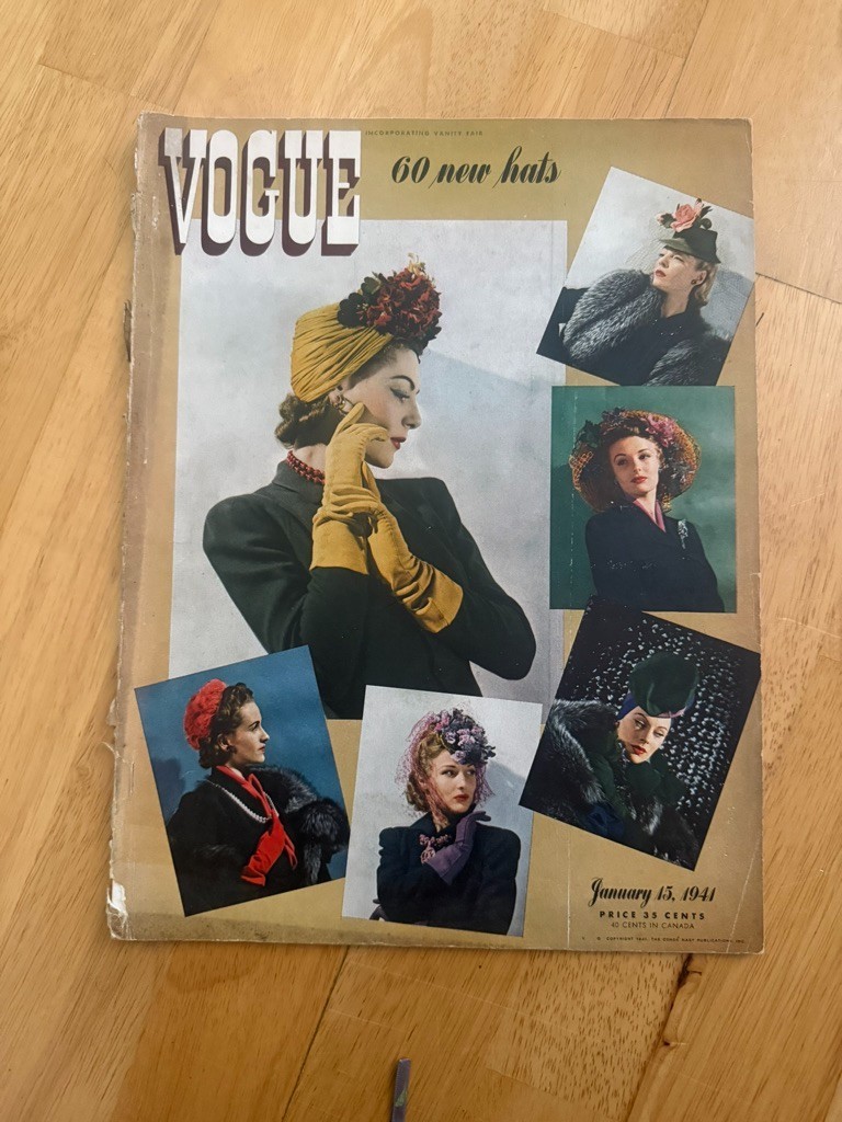 Vintage 1940s Wartime WWII copy of American Vogue January 15, 1941