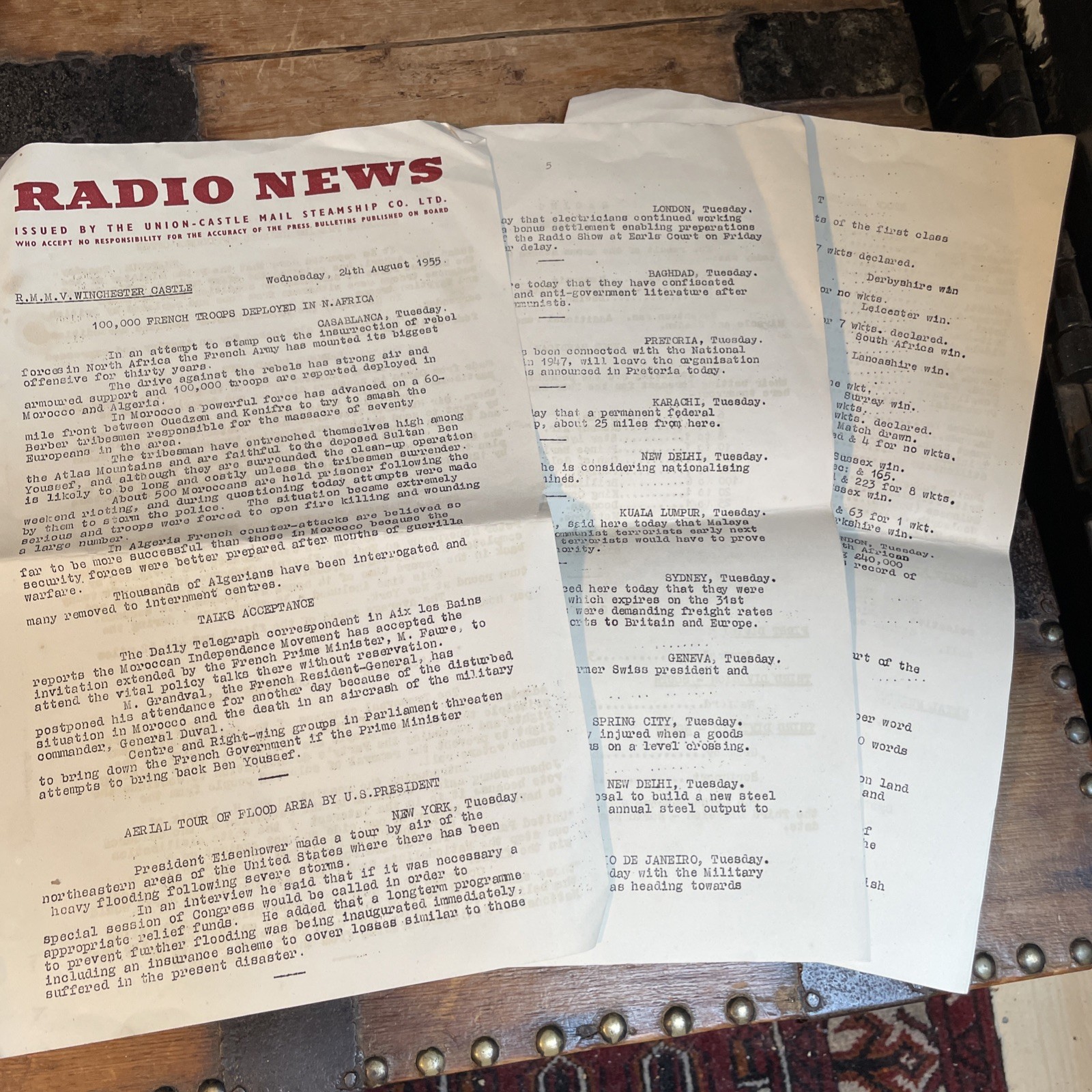 Radio News Ephemera Eisenhower Algeria 1955 French Troops N Africa Ben Yousef DH