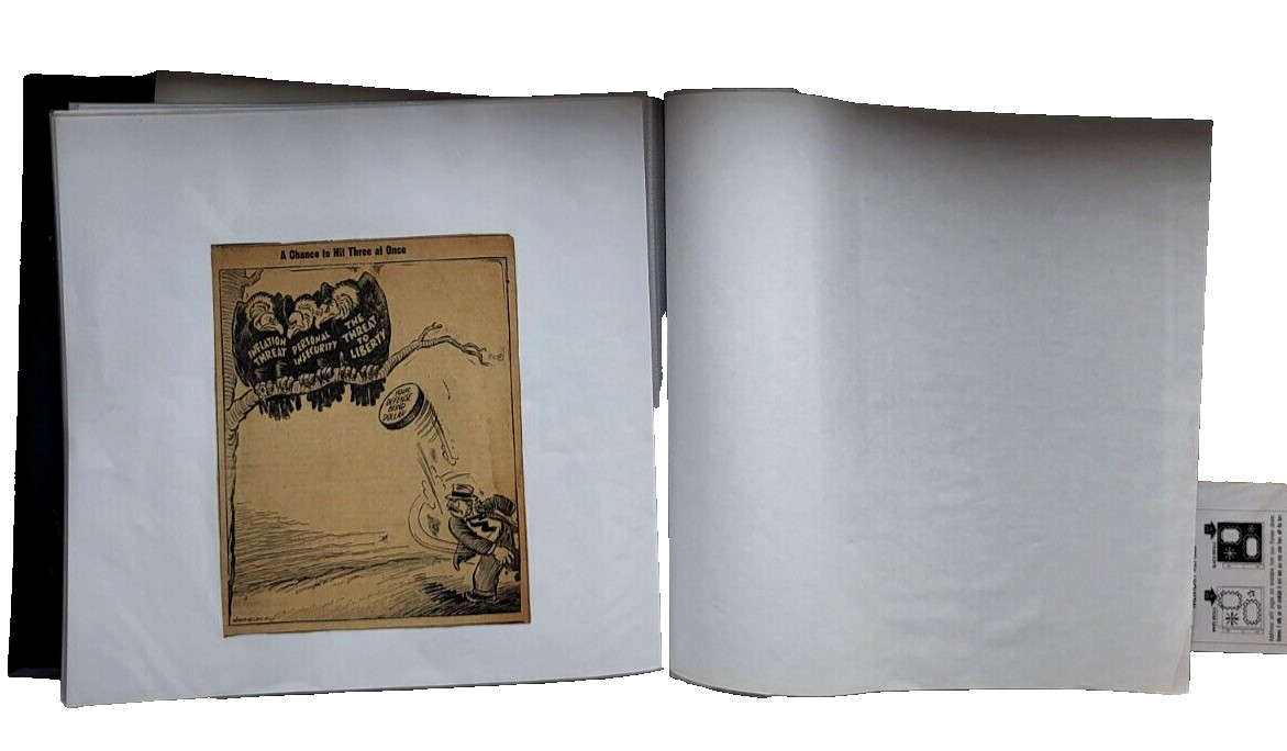 Expandable 12″x12″ Book 1940’s Newspaper Political Cartoons Various Publications