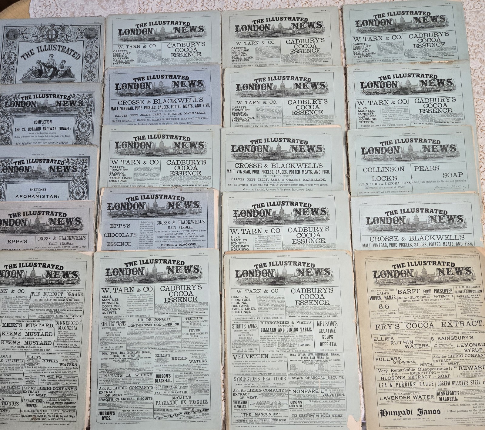 LOT OF 20 OF ” THE ILLUSTRSTED LONDON NEWS ” SPERATIC ISSUES FROM 1879 TO 1883