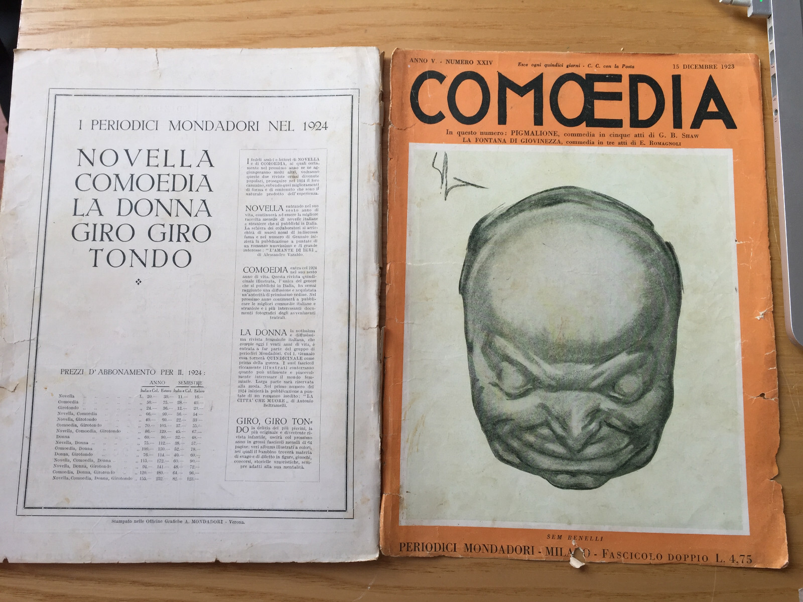 MONDADORI COMEDIA PERIODICO COMEDIA E VITA THEATRALE N 24 1923 GIOVANNI FACTORS
