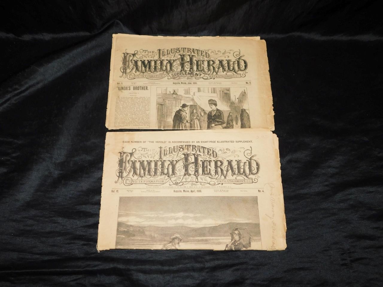 1885 1886 Illustrated Family Herald Newspaper Supplement Augusta Maine Songs