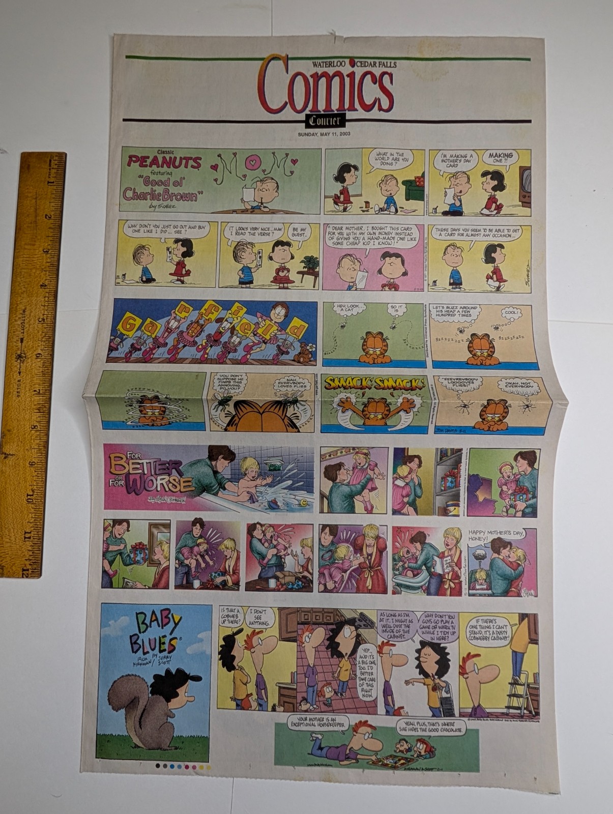 May 11 2003 Waterloo Cedar Falls IA Sunday Comics Peanuts Garfield Mother’s Day