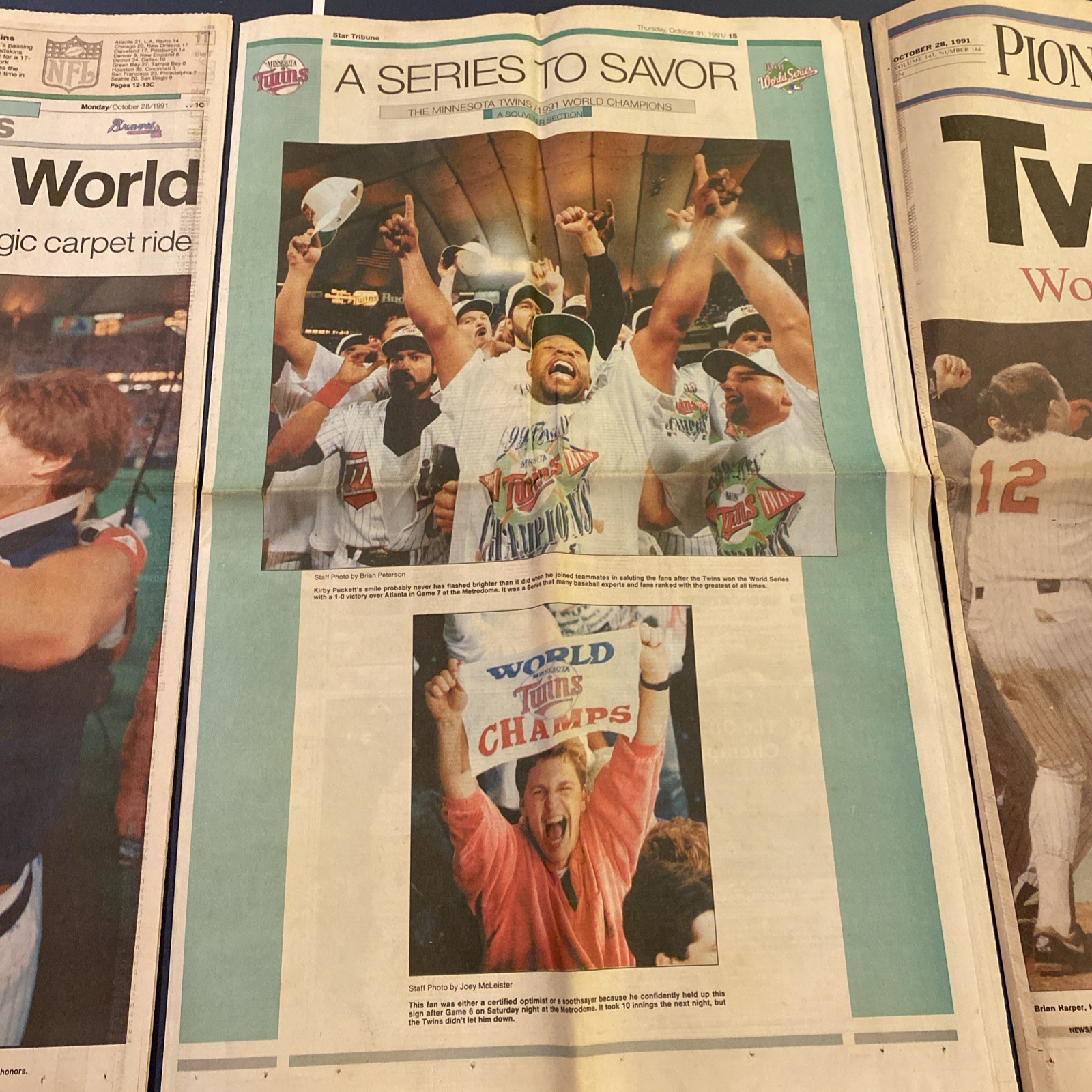 Minnesota Twins 1991 World Series Newspapers StarTribune PioneerPress 4 Sections