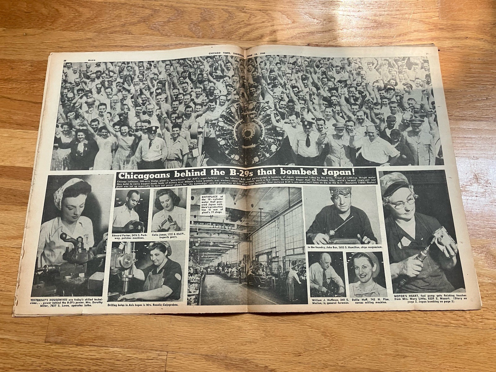 VINTAGE-UNIQUE- CHICAGO DAILY TIMES NEWS 1940s WW2*B29 BOMBER HEADLINES* Lot (3)
