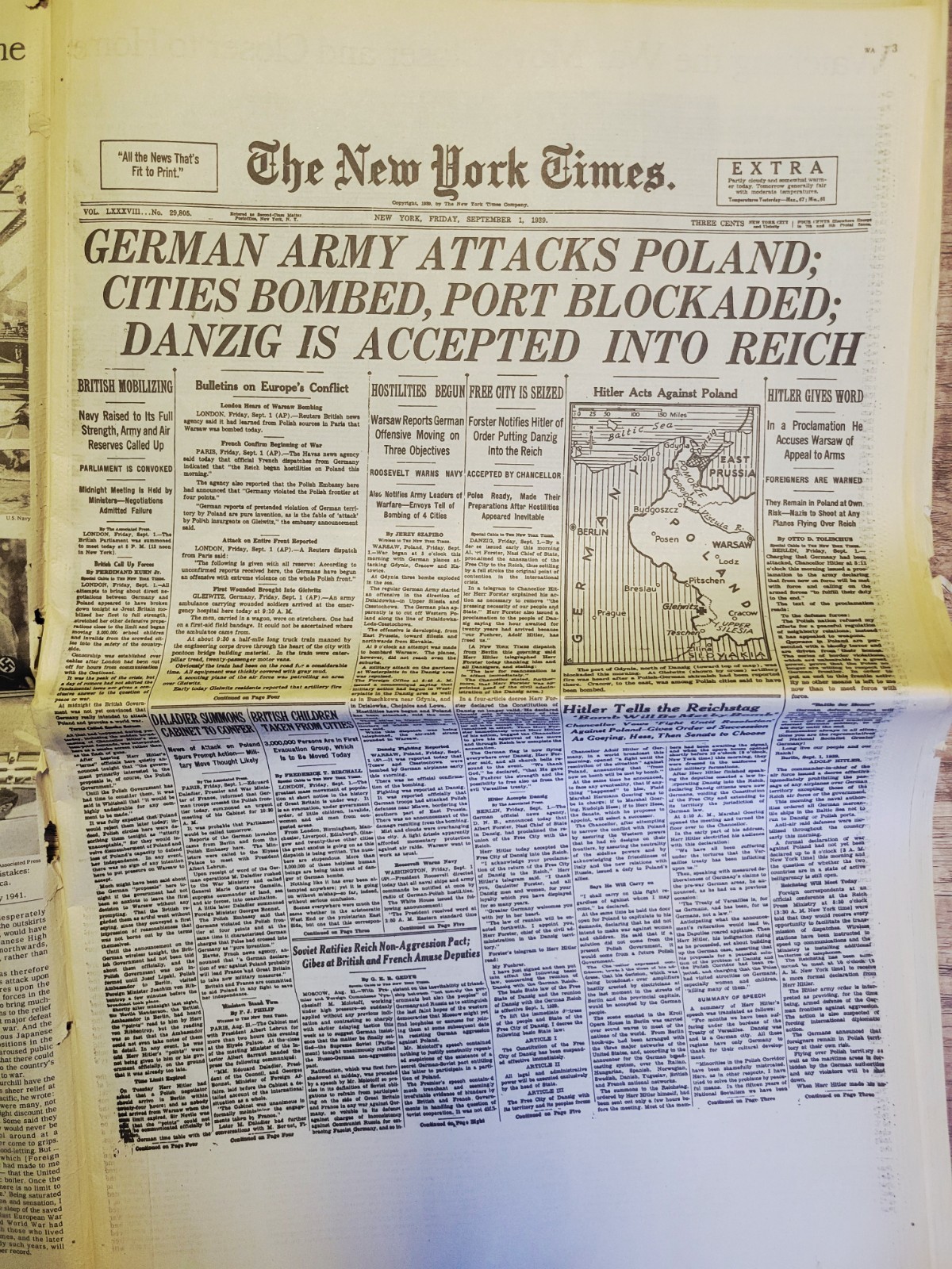Lot of 2 – 1941 & 1943: New York Times Special “World War II” Parts 1 & 2 w/ COA