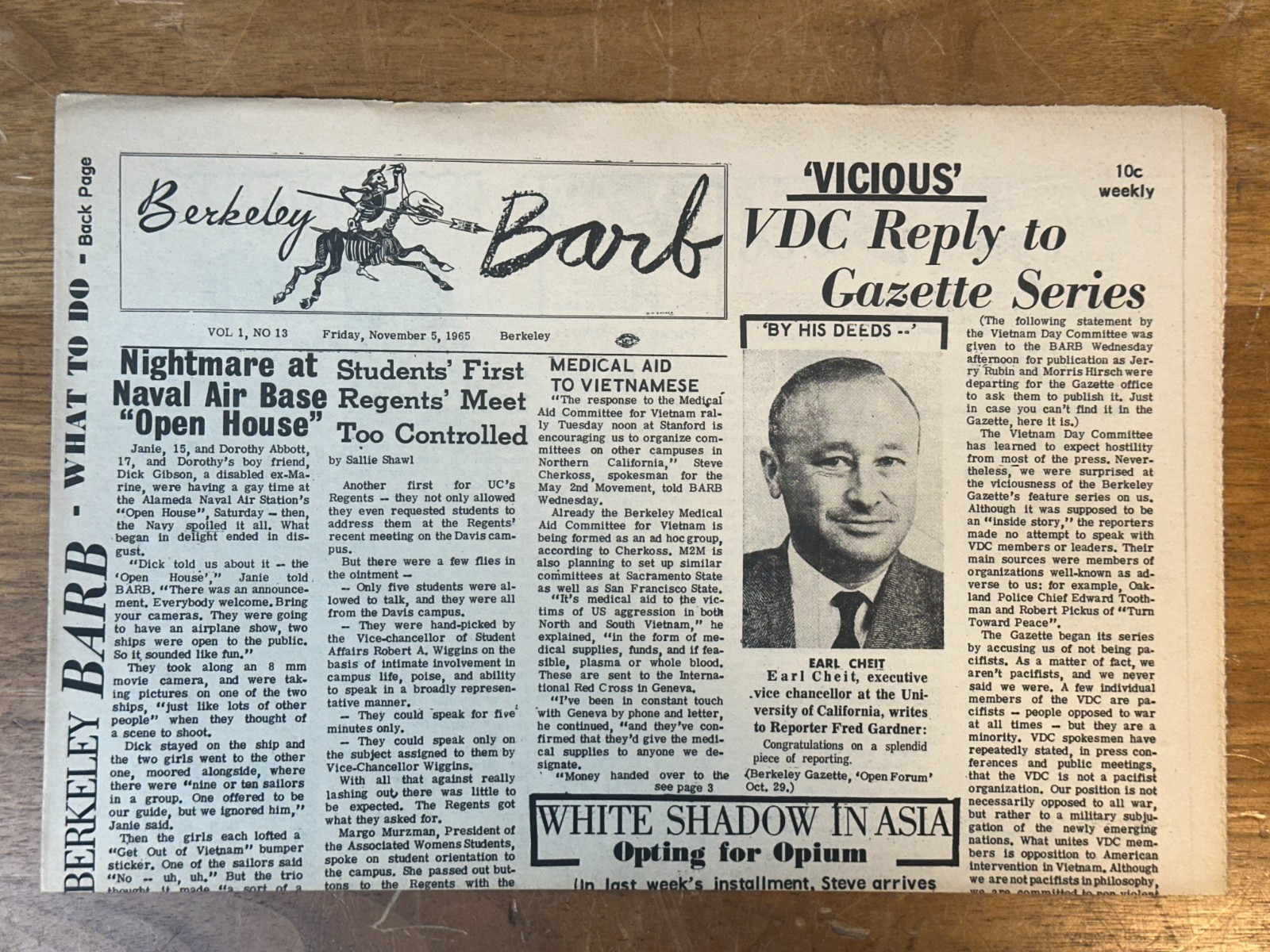 RARE Berkeley Barb Vol 1 No 13 1965 Underground Antiwar Newspaper Berkeley