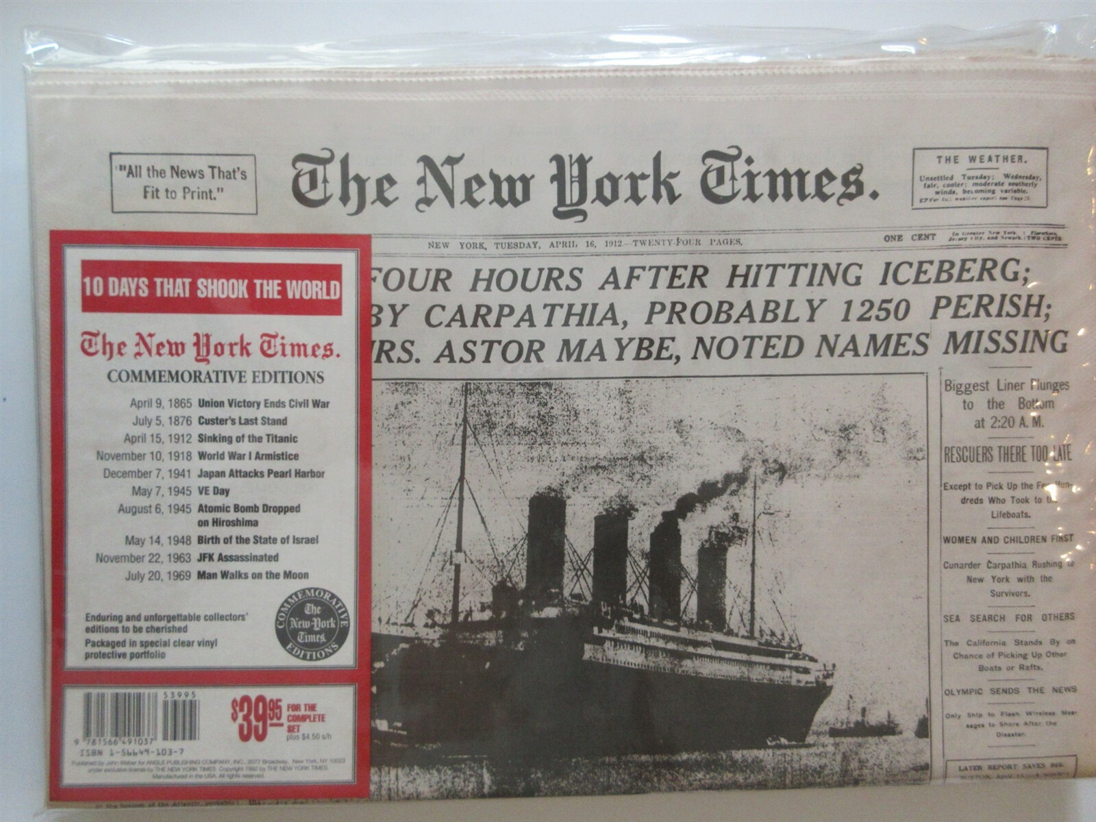 New York Times 10 Days that Shook the World Commemorative Editions
