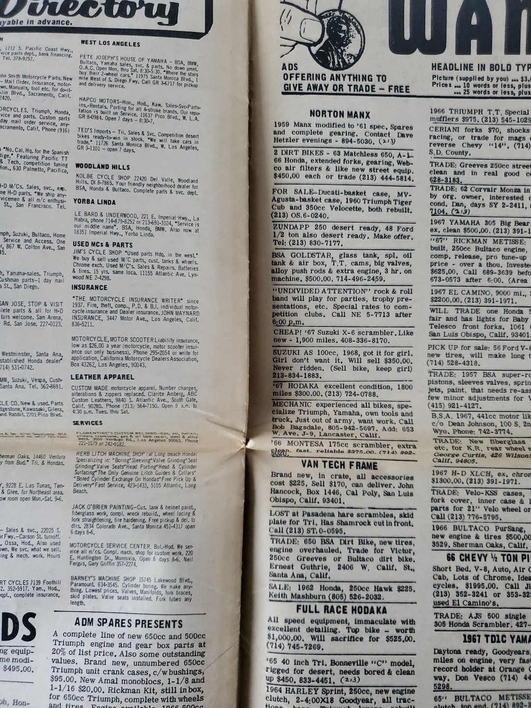 68 CYCLE NEWS SCRAMBLES NEWSPAPER ELSINORE PORTLAND NORTON CARLSBAD BULTACO DRAG