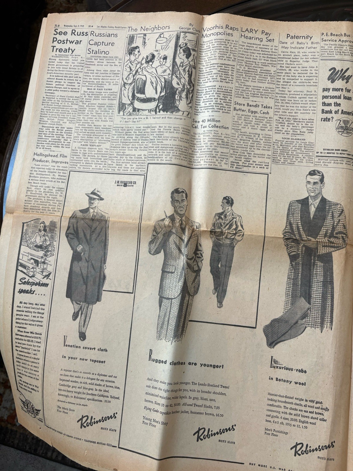 Vintage 1943 WAR EXTRA Newspaper