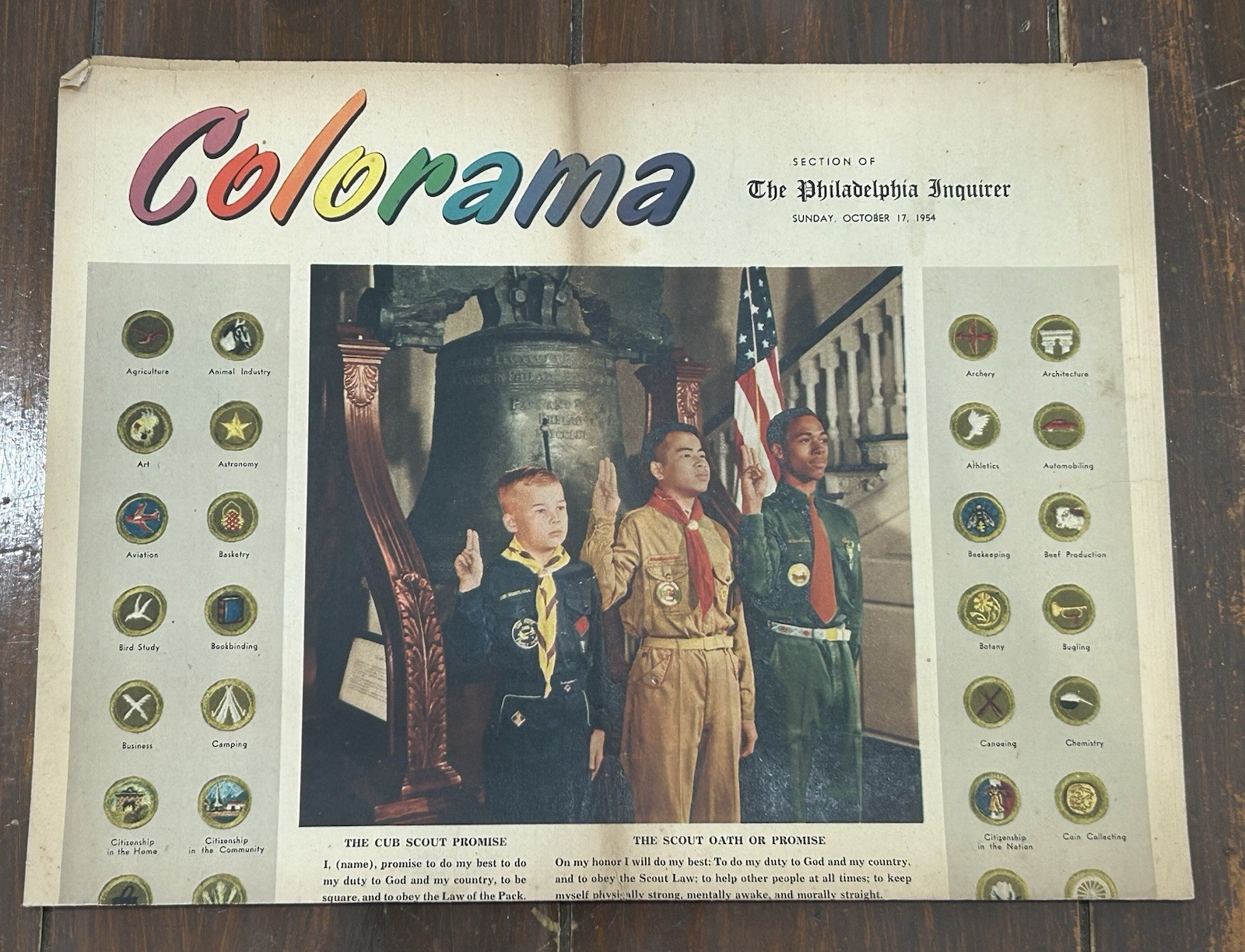 Vtg Oct 17 1954 Colorama Section The Philadelphia Inquirer Insert Cub Boy Scouts