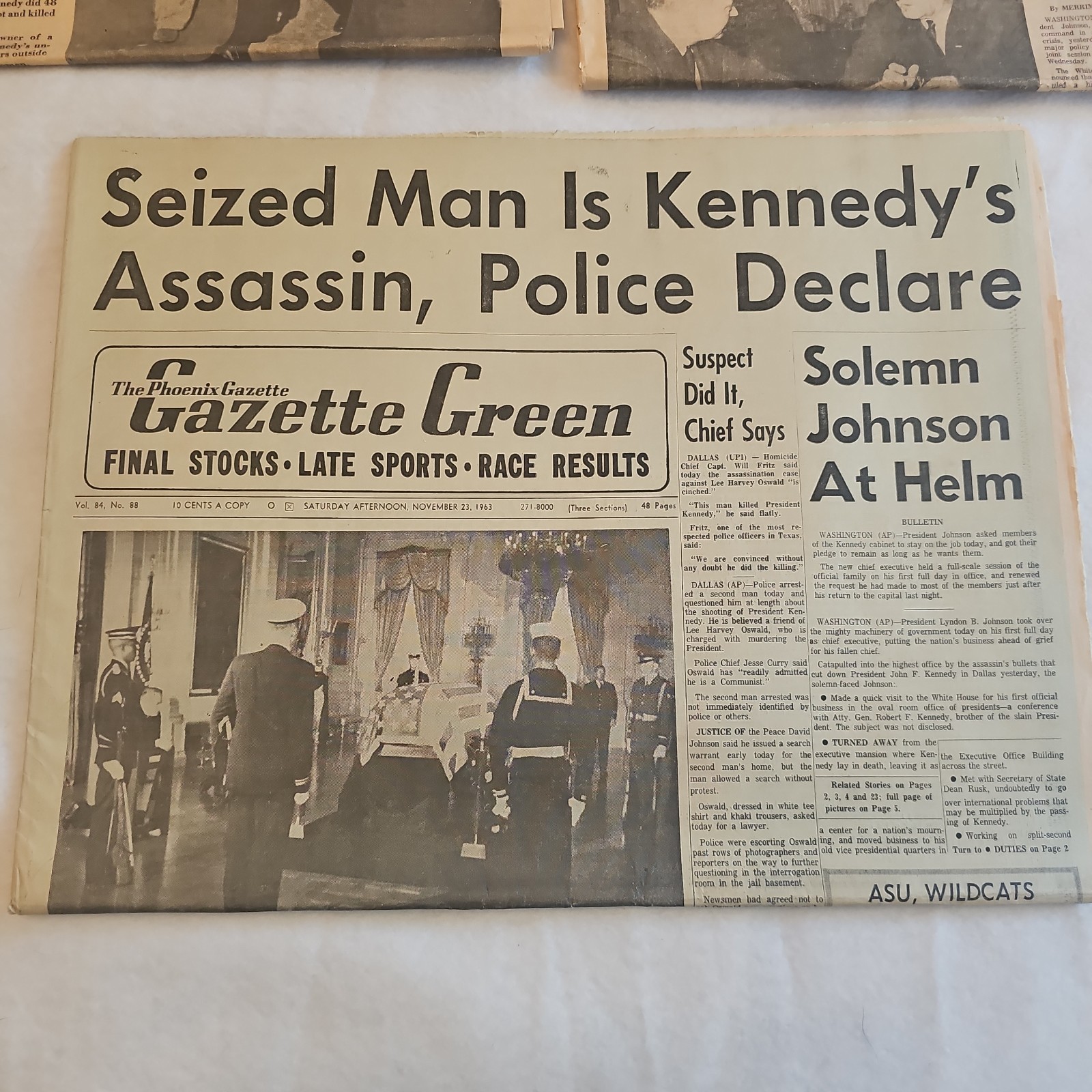 Vintage 1963 JFK Assassination Newspapers 4-Arizona Republic & Phoenix Gazette